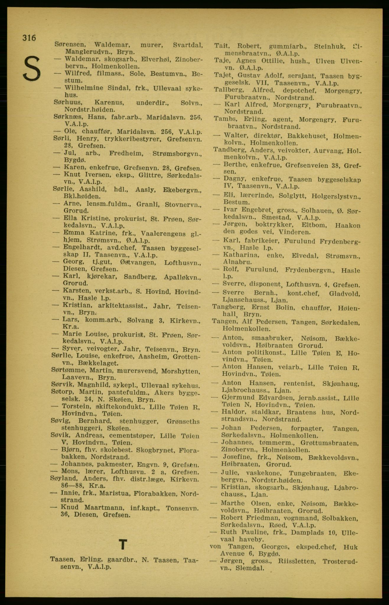 Aker adressebok/adressekalender, PUBL/001/A/003: Akers adressekalender, 1924-1925, p. 316