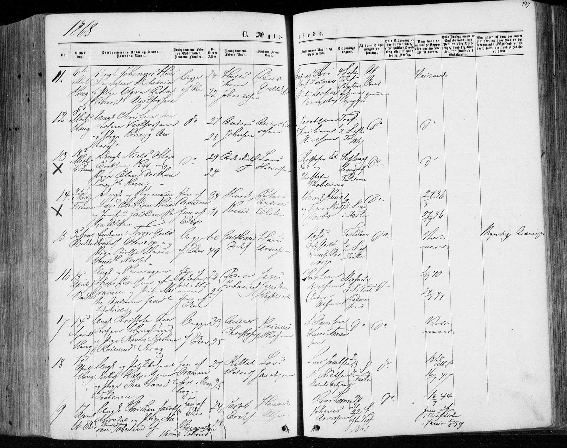 Eiker kirkebøker, AV/SAKO-A-4/F/Fa/L0016: Parish register (official) no. I 16, 1860-1868, p. 489