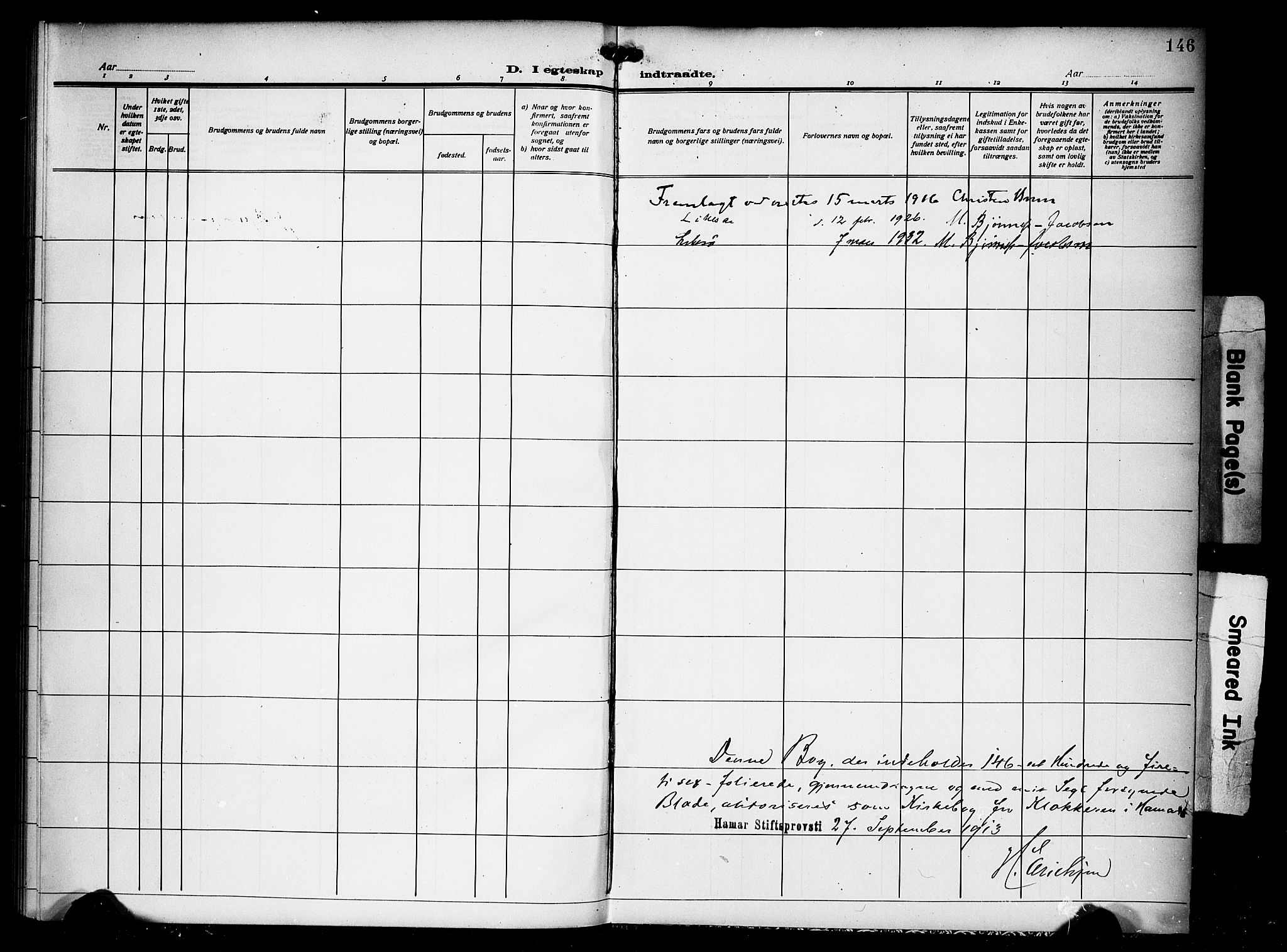 Hamar prestekontor, SAH/DOMPH-002/H/Ha/Hab/L0003: Parish register (copy) no. 3, 1913-1930, p. 146