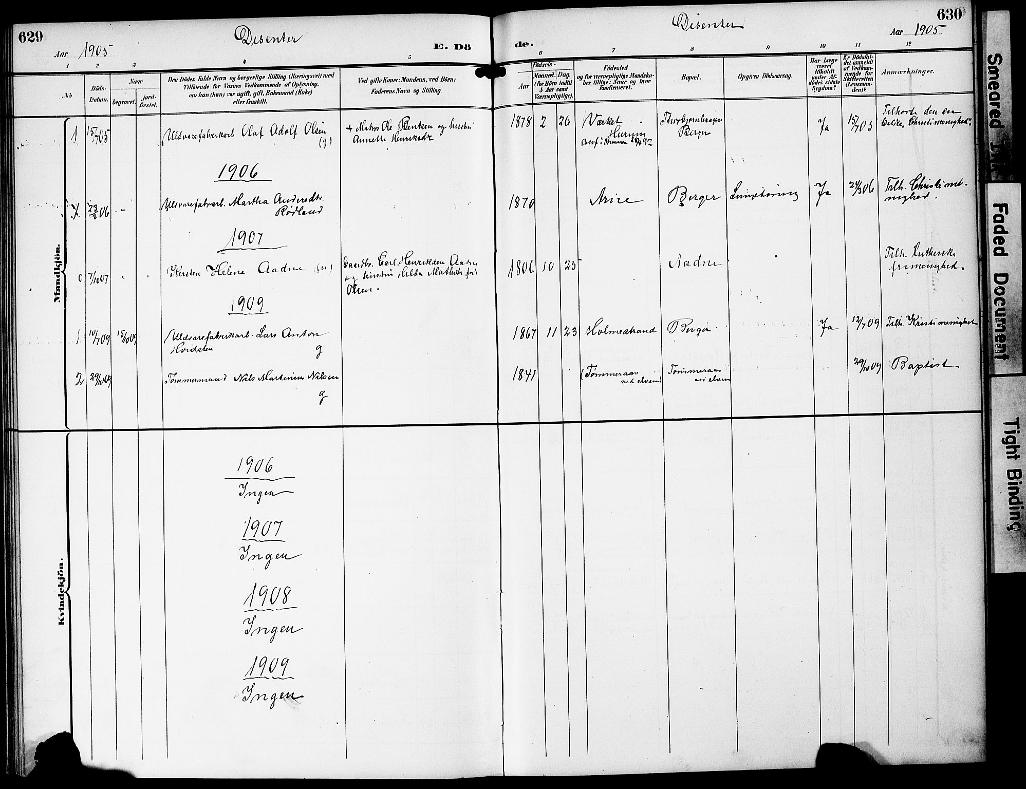 Strømm kirkebøker, AV/SAKO-A-322/G/Ga/L0004: Parish register (copy) no. I 4, 1897-1927, p. 629-630