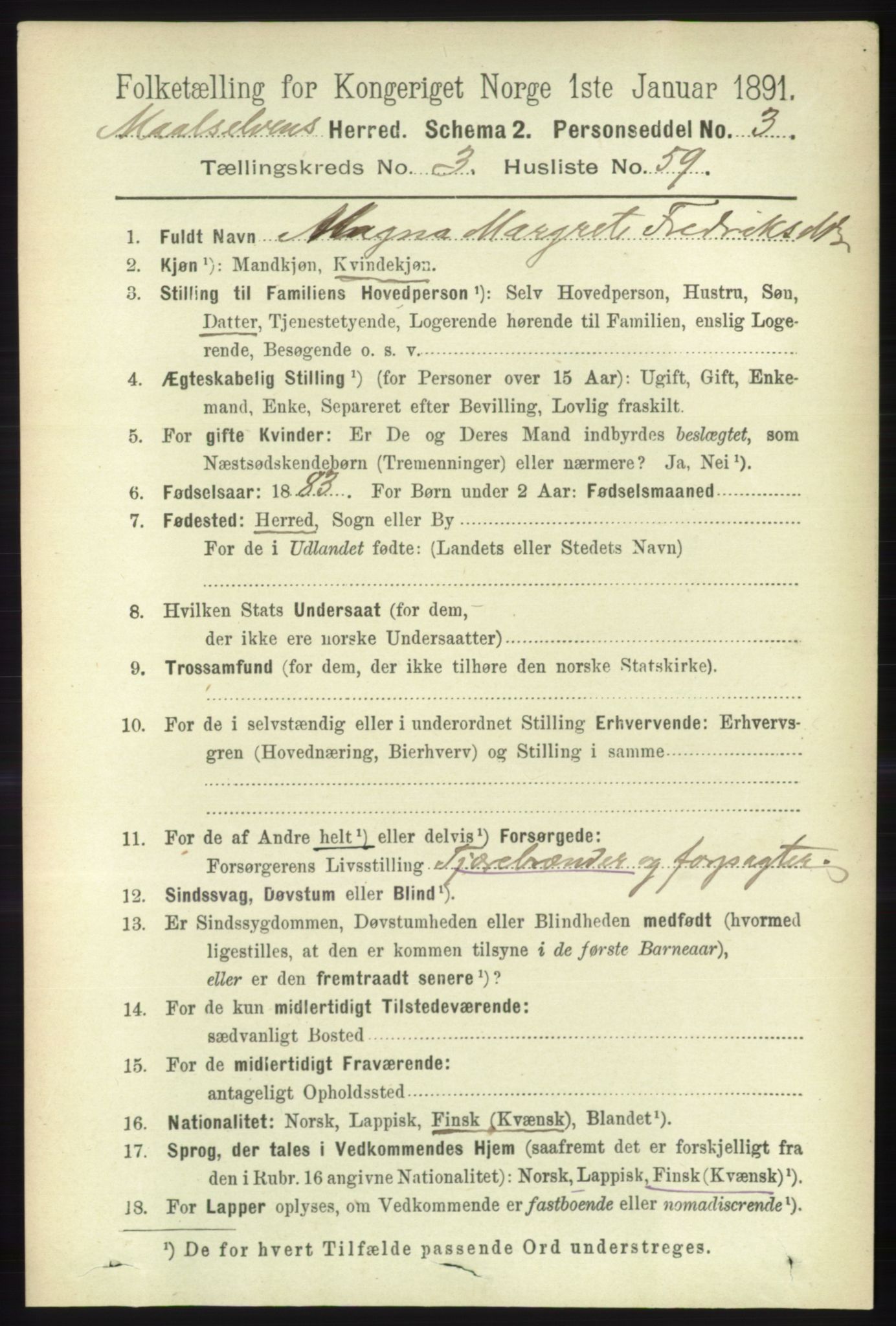 RA, 1891 census for 1924 Målselv, 1891, p. 1008