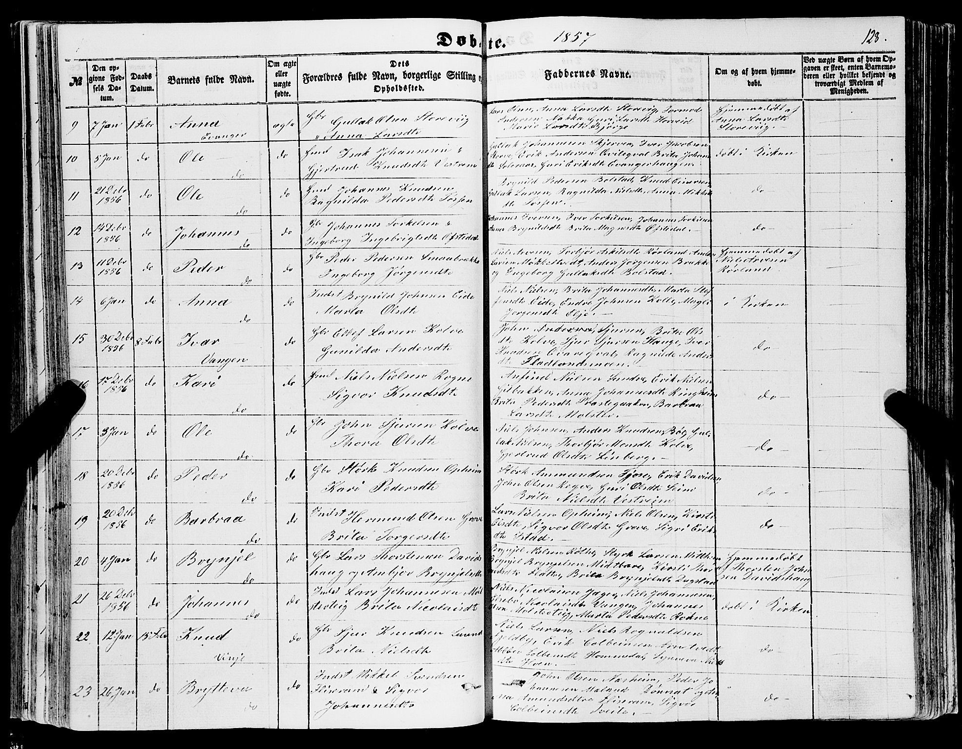 Voss sokneprestembete, AV/SAB-A-79001/H/Haa: Parish register (official) no. A 16, 1849-1863, p. 128