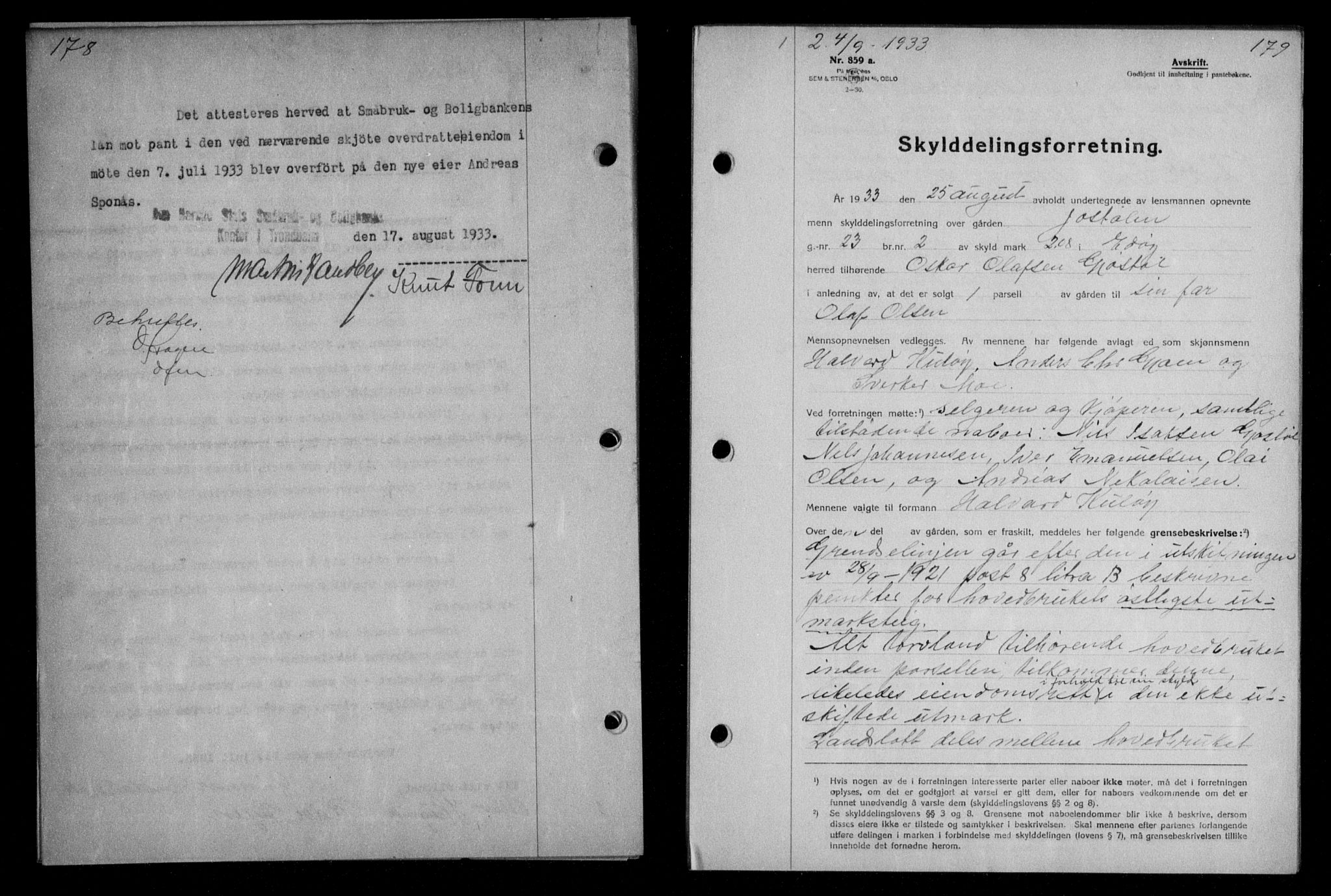 Nordmøre sorenskriveri, AV/SAT-A-4132/1/2/2Ca/L0079: Mortgage book no. 69, 1933-1933, Deed date: 04.09.1933