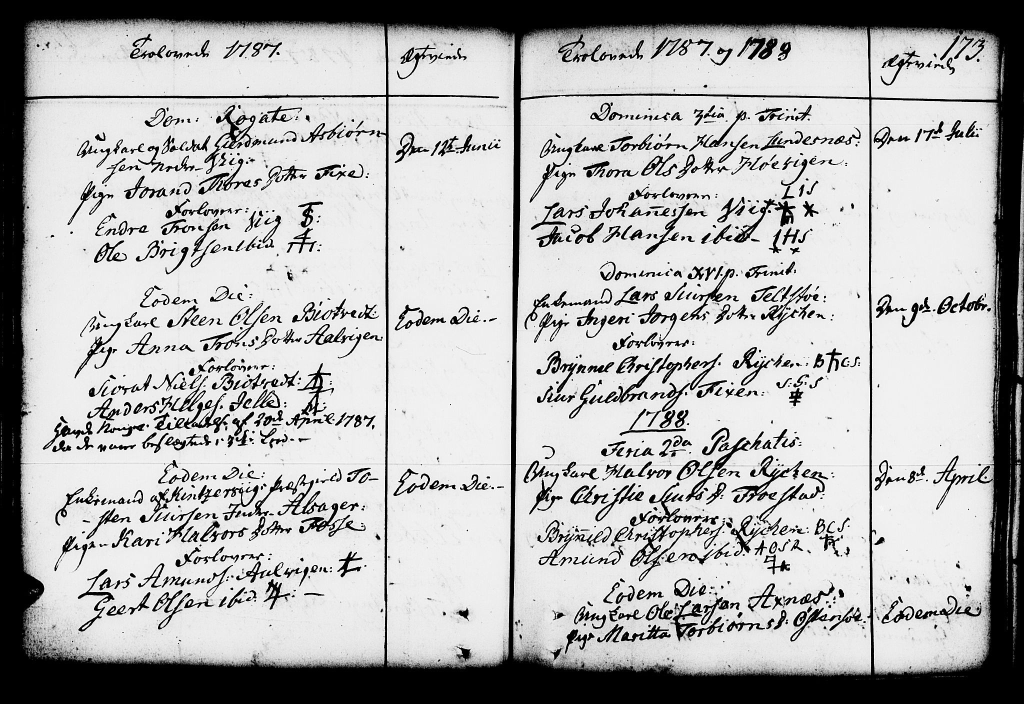 Kvam sokneprestembete, SAB/A-76201/H/Haa: Parish register (official) no. A 4, 1743-1795, p. 173