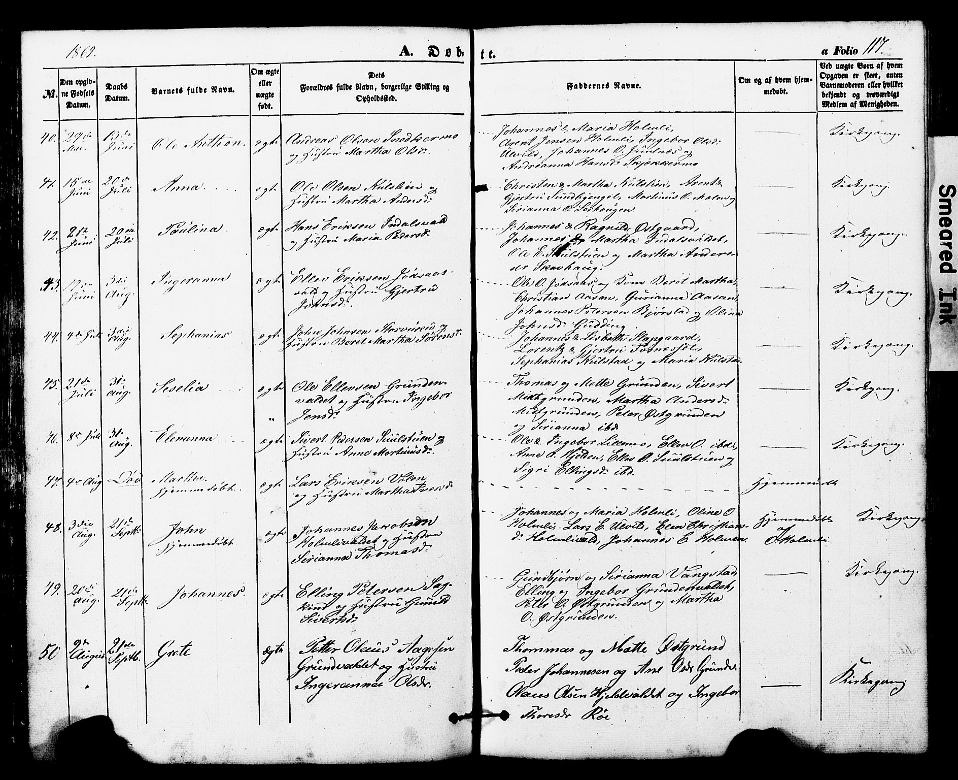 Ministerialprotokoller, klokkerbøker og fødselsregistre - Nord-Trøndelag, SAT/A-1458/724/L0268: Parish register (copy) no. 724C04, 1846-1878, p. 117