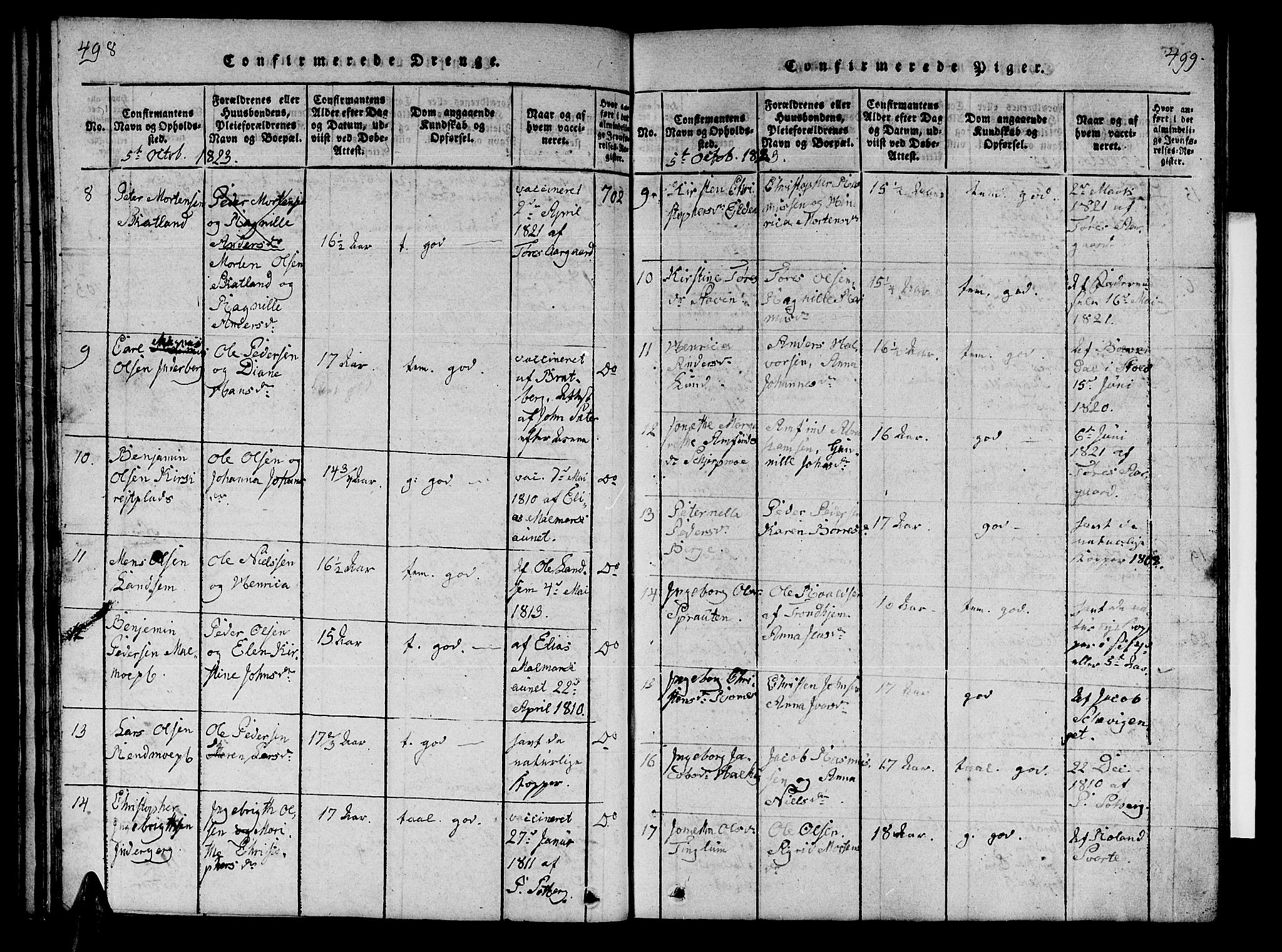 Ministerialprotokoller, klokkerbøker og fødselsregistre - Nord-Trøndelag, SAT/A-1458/741/L0400: Parish register (copy) no. 741C01, 1817-1825, p. 498-499