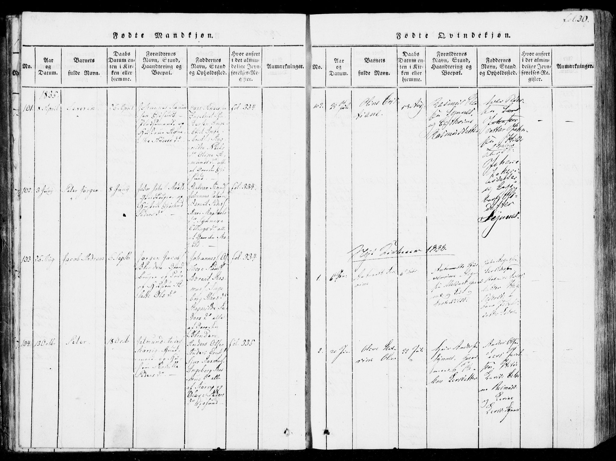 Ministerialprotokoller, klokkerbøker og fødselsregistre - Møre og Romsdal, SAT/A-1454/537/L0517: Parish register (official) no. 537A01, 1818-1862, p. 30