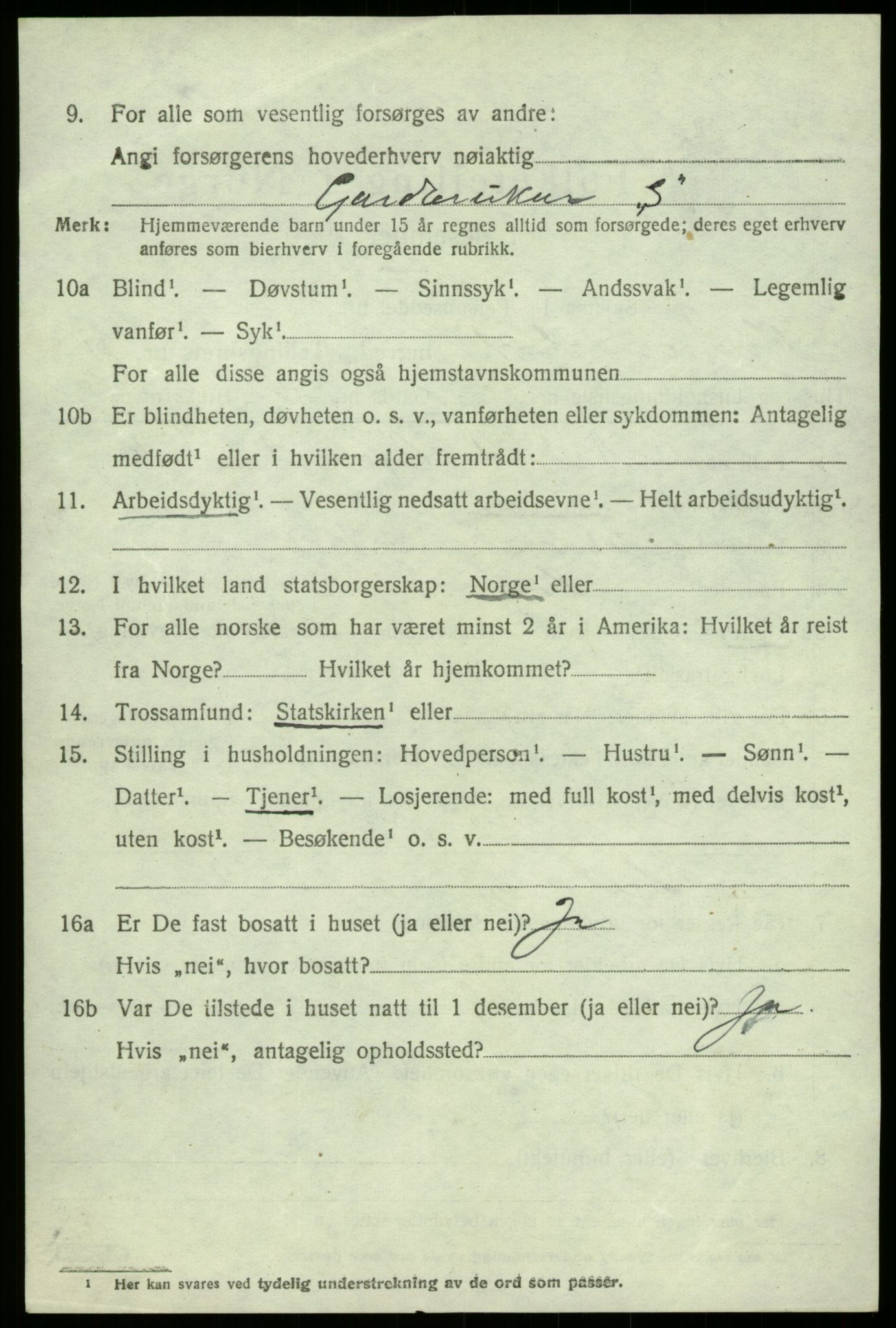 SAB, 1920 census for Kvam, 1920, p. 7030