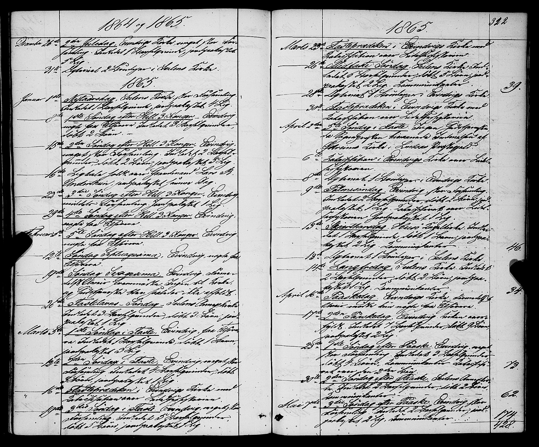 Gulen sokneprestembete, AV/SAB-A-80201/H/Haa/Haaa/L0022: Parish register (official) no. A 22, 1859-1869, p. 322