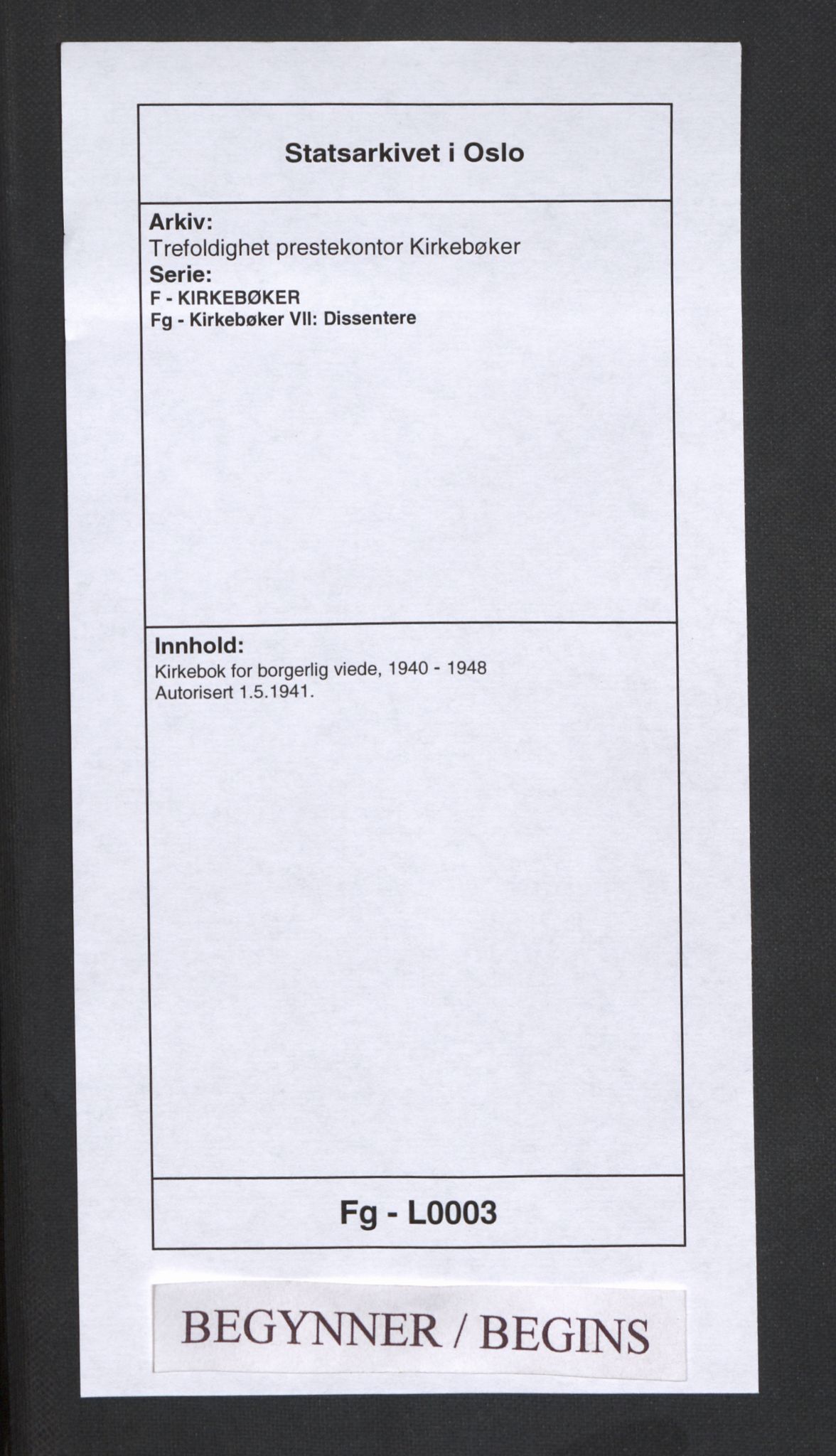 Trefoldighet prestekontor Kirkebøker, AV/SAO-A-10882/F/Fg/L0003: Parish register (official) no. VII 3, 1940-1948