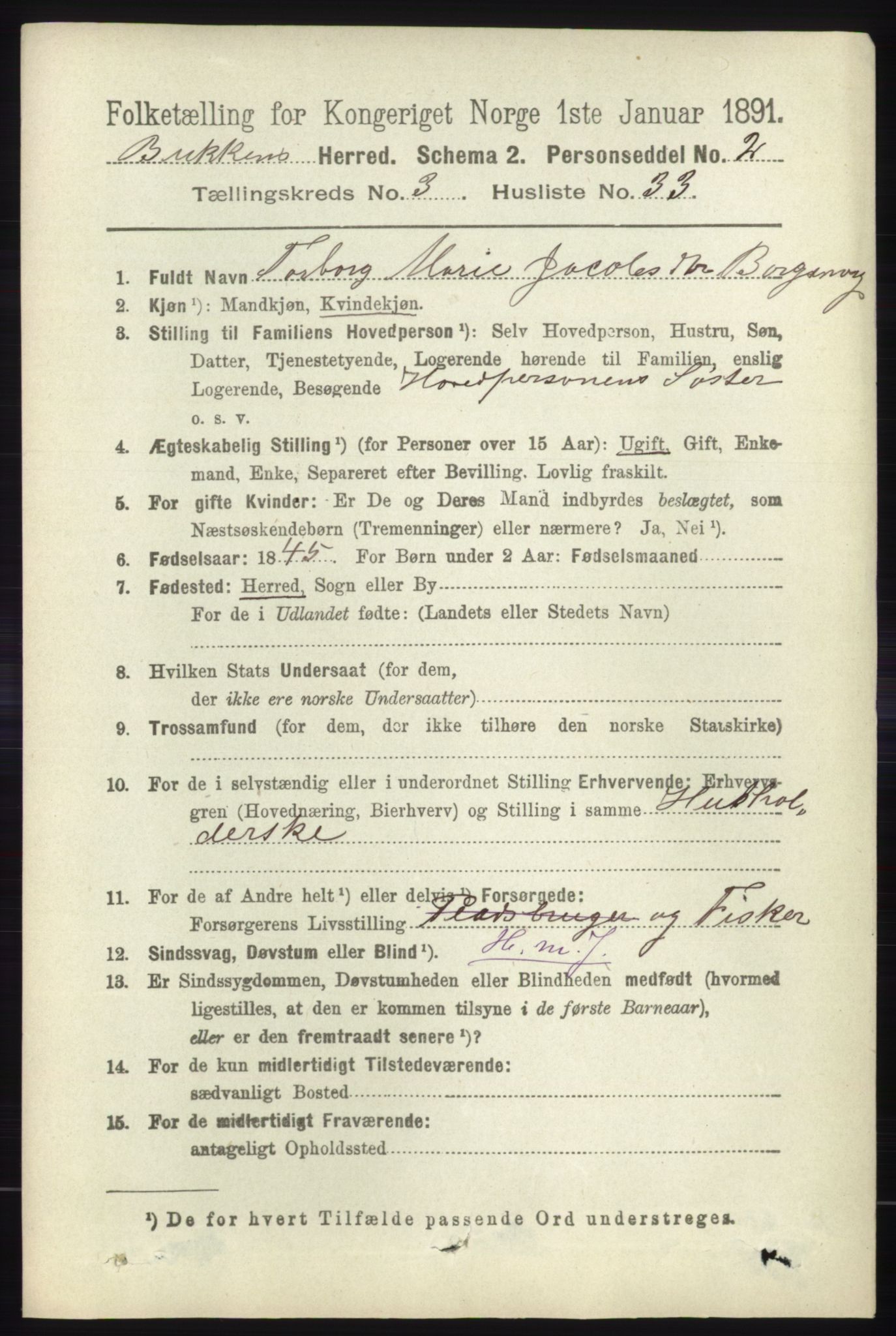RA, 1891 census for 1145 Bokn, 1891, p. 806