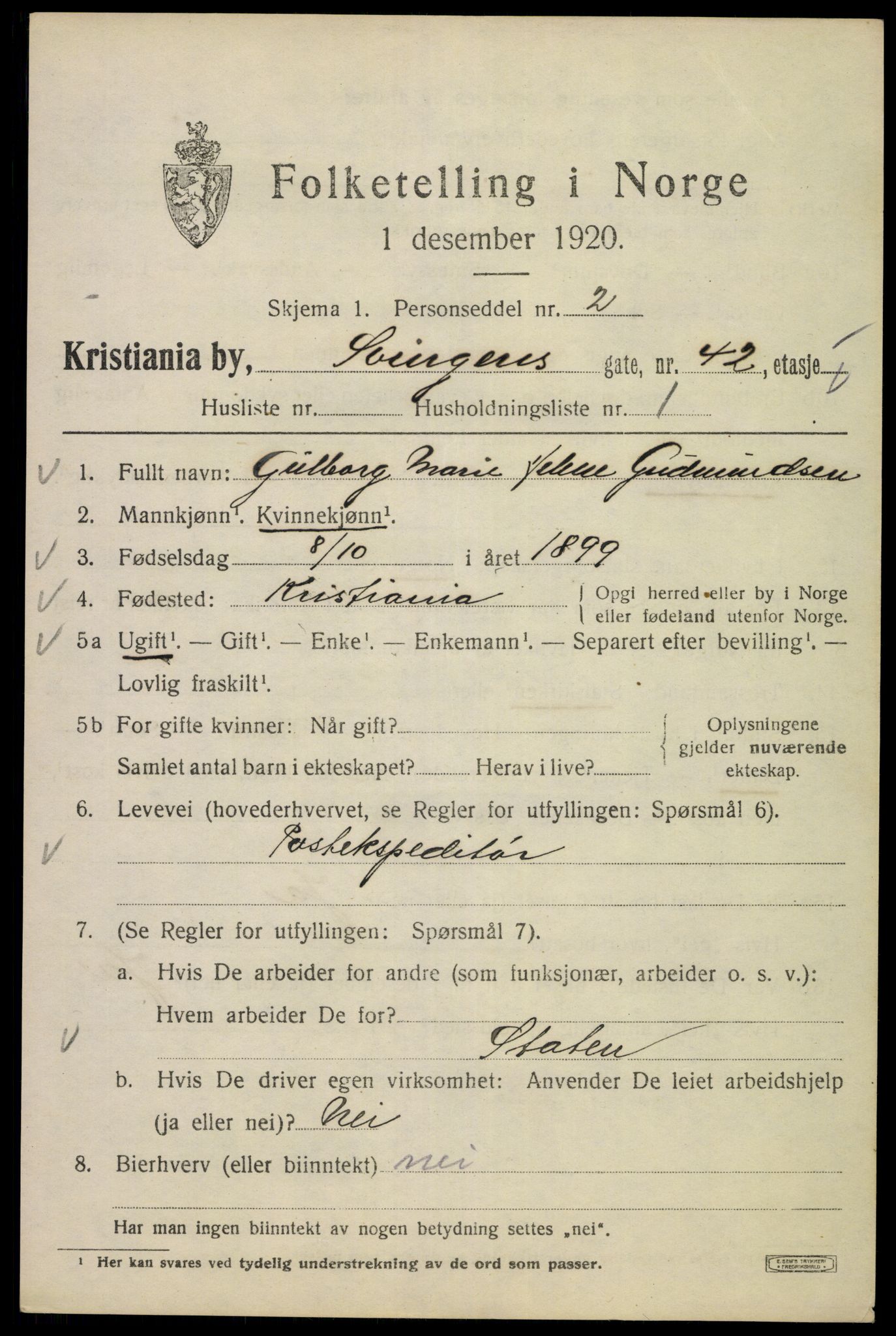 SAO, 1920 census for Kristiania, 1920, p. 560513