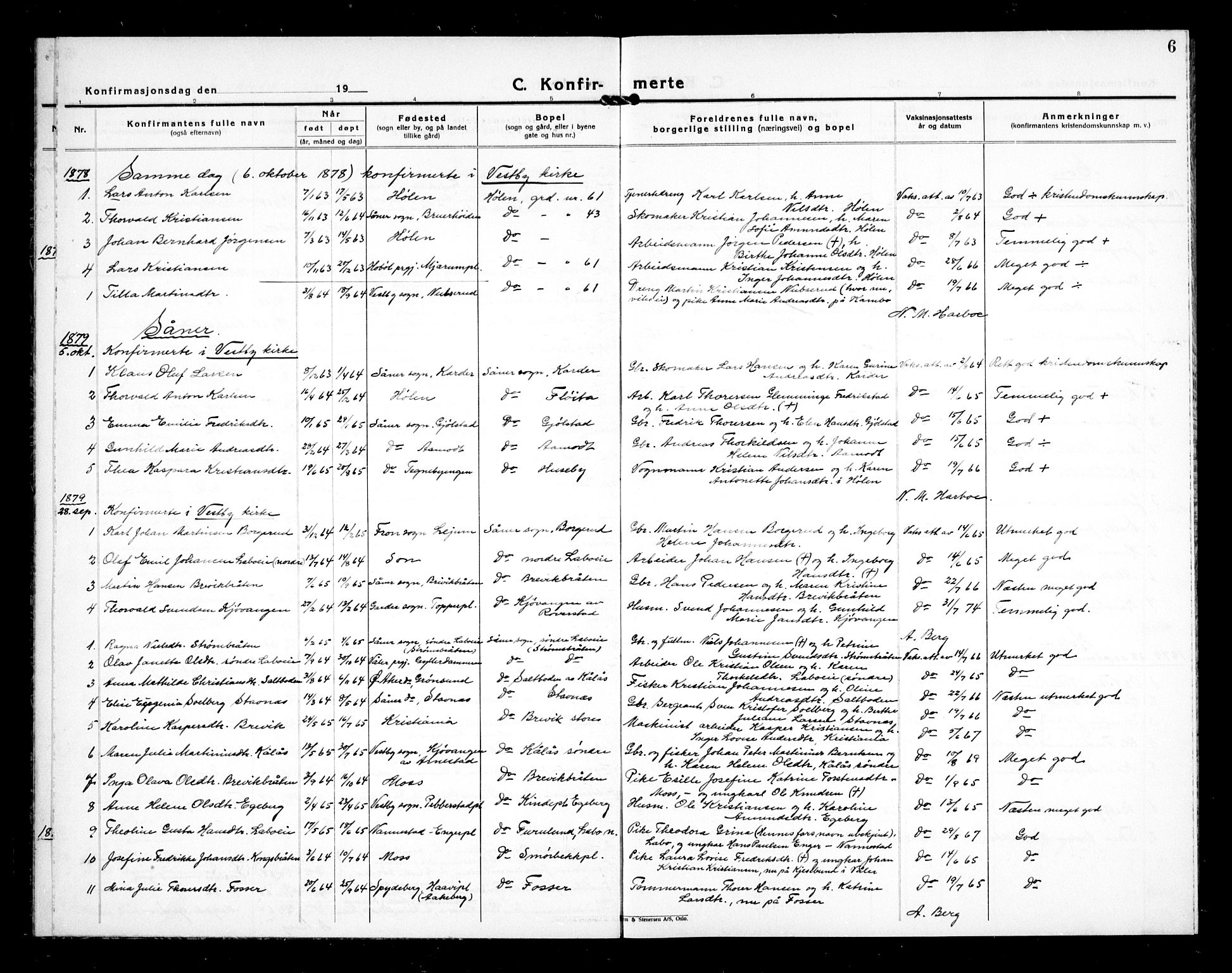 Vestby prestekontor Kirkebøker, AV/SAO-A-10893/G/Gb/L0001: Parish register (copy) no. II 1, 1878-1905, p. 6