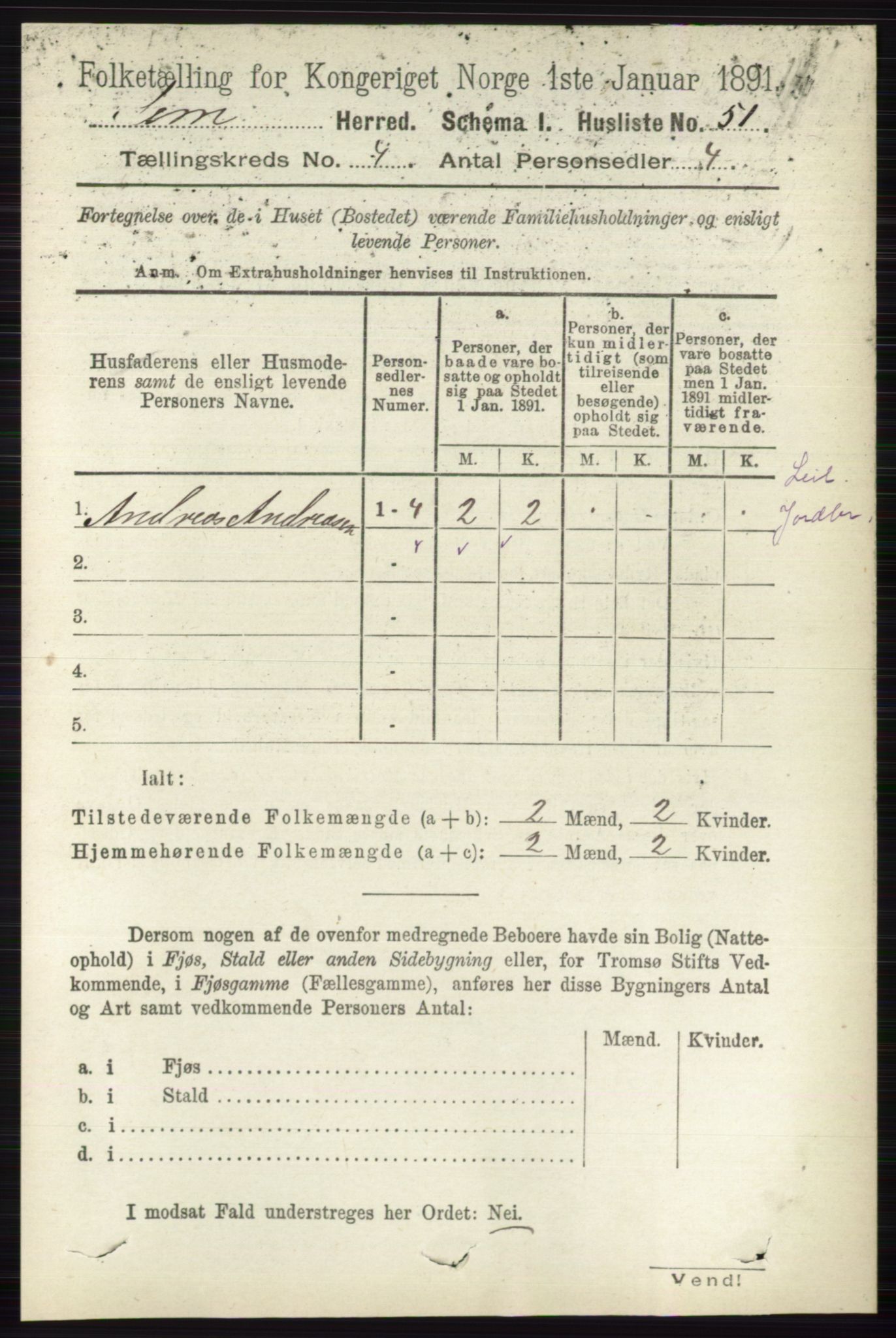 RA, 1891 census for 0721 Sem, 1891, p. 1530