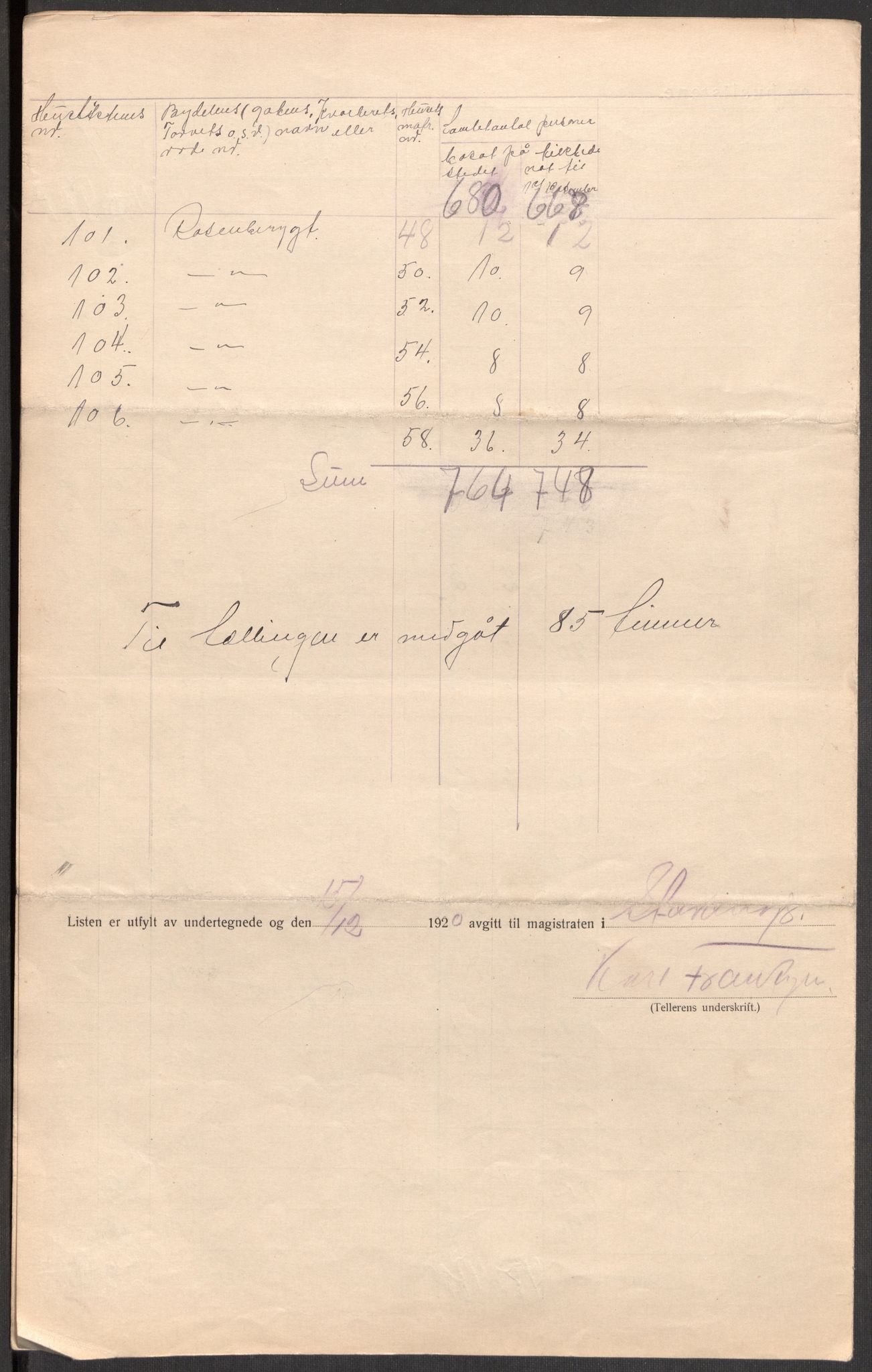 SAST, 1920 census for Stavanger, 1920, p. 130