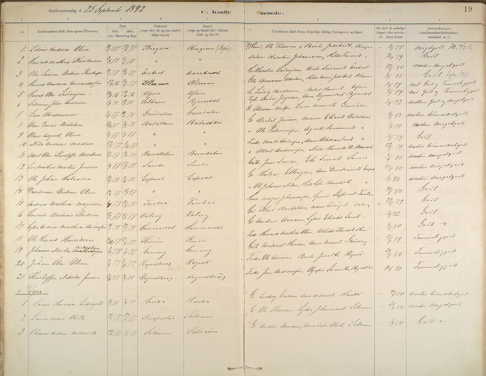 Kinn sokneprestembete, AV/SAB-A-80801/H/Haa/Haab/L0006: Parish register (official) no. B 6, 1883-1925, p. 19