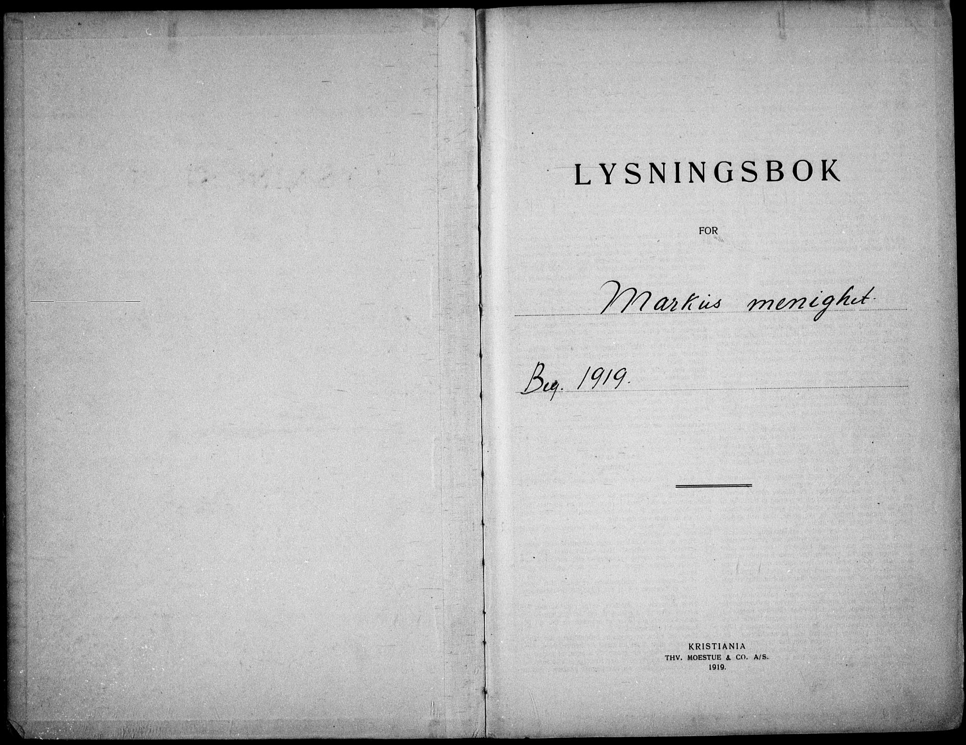 Markus prestekontor Kirkebøker, SAO/A-10830/H/L0001: Banns register no. 1, 1919-1937