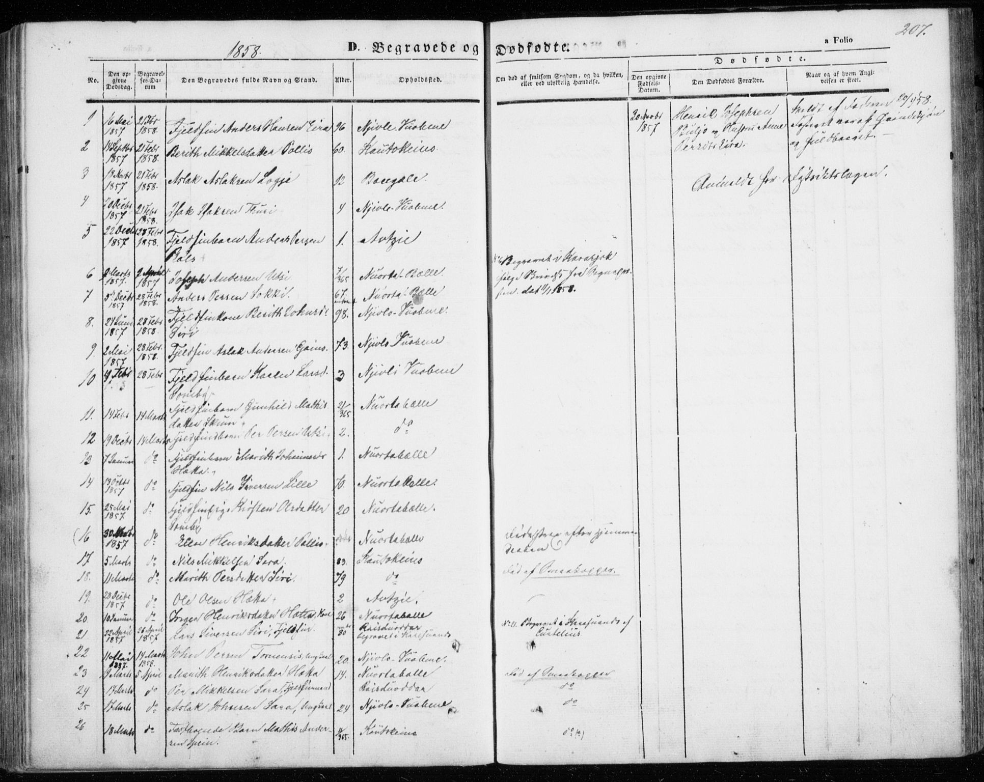 Kautokeino sokneprestembete, AV/SATØ-S-1340/H/Ha/L0002.kirke: Parish register (official) no. 2, 1843-1861, p. 207