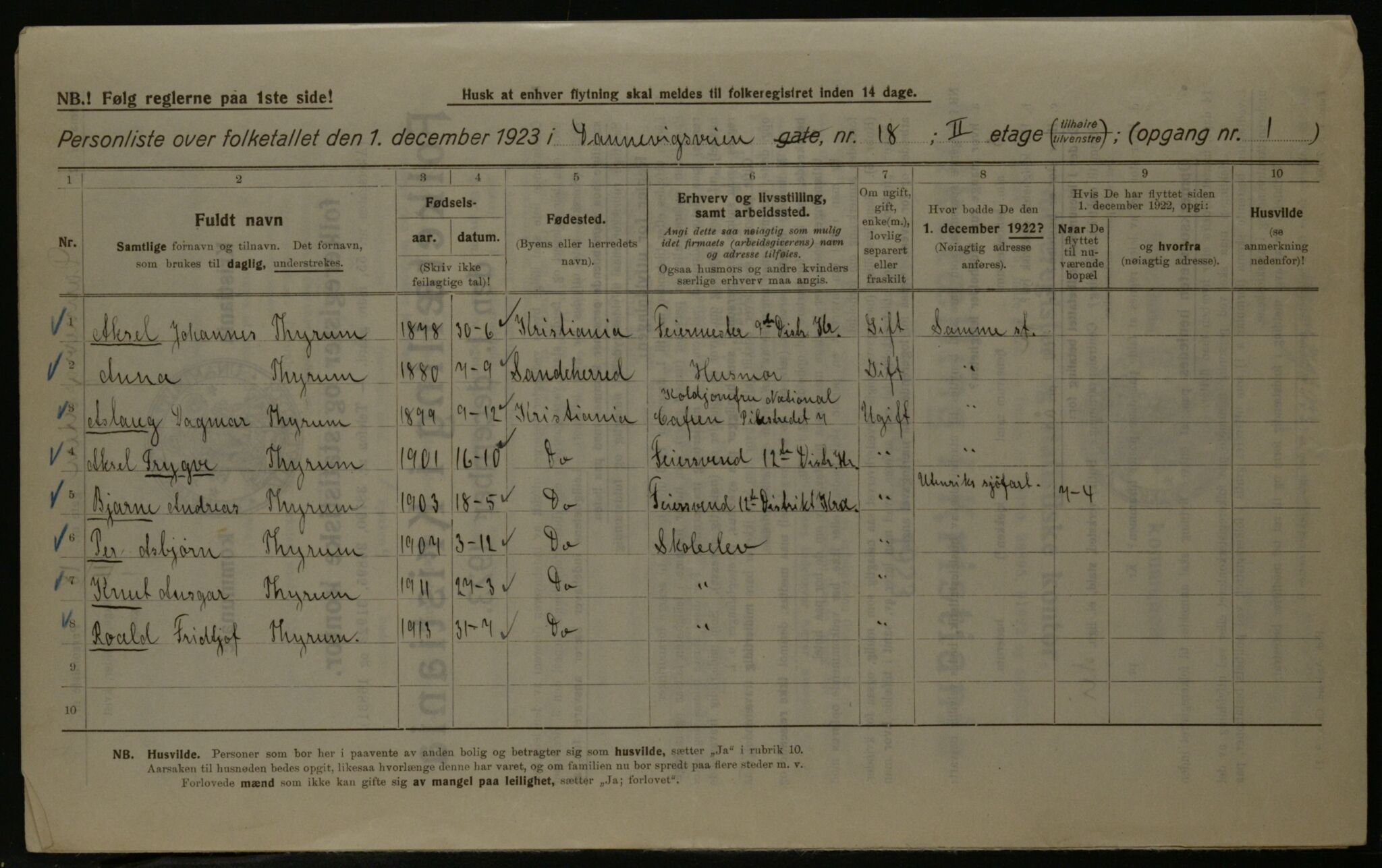 OBA, Municipal Census 1923 for Kristiania, 1923, p. 17130