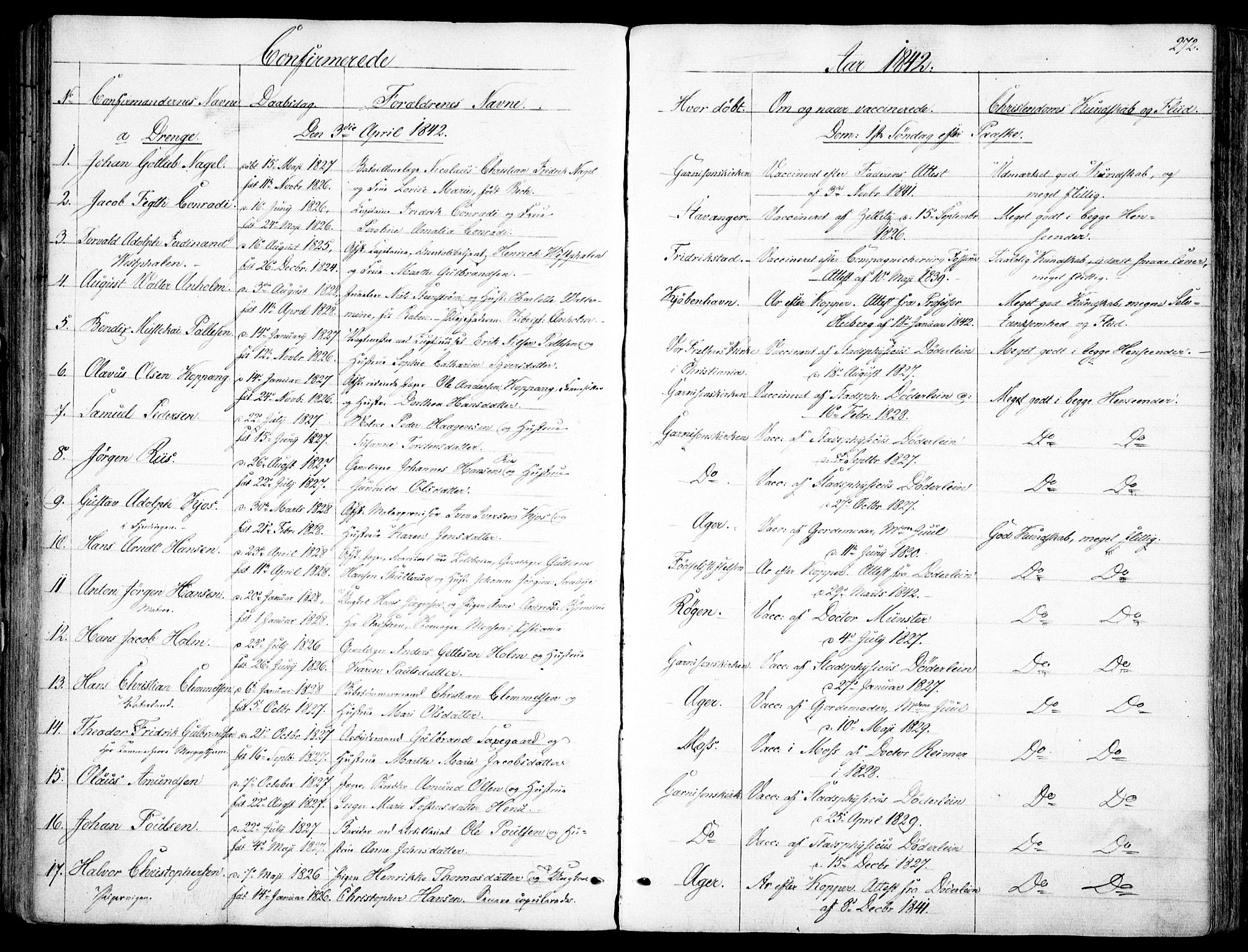 Garnisonsmenigheten Kirkebøker, SAO/A-10846/F/Fa/L0008: Parish register (official) no. 8, 1842-1859, p. 272