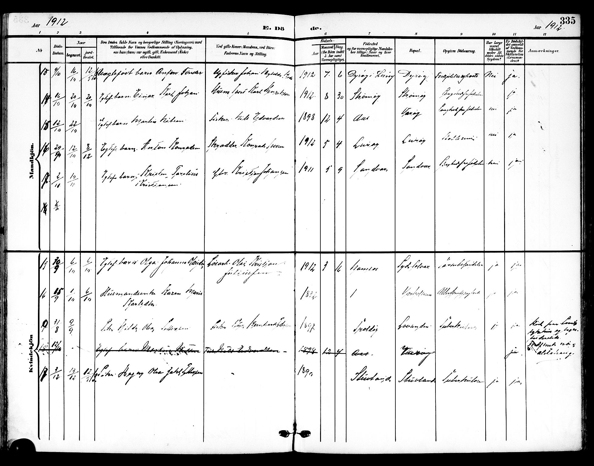 Ministerialprotokoller, klokkerbøker og fødselsregistre - Nordland, SAT/A-1459/839/L0569: Parish register (official) no. 839A06, 1903-1922, p. 335