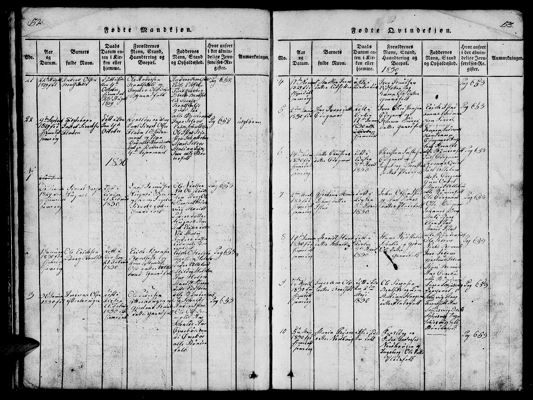 Ministerialprotokoller, klokkerbøker og fødselsregistre - Møre og Romsdal, AV/SAT-A-1454/557/L0683: Parish register (copy) no. 557C01, 1818-1862, p. 52-53