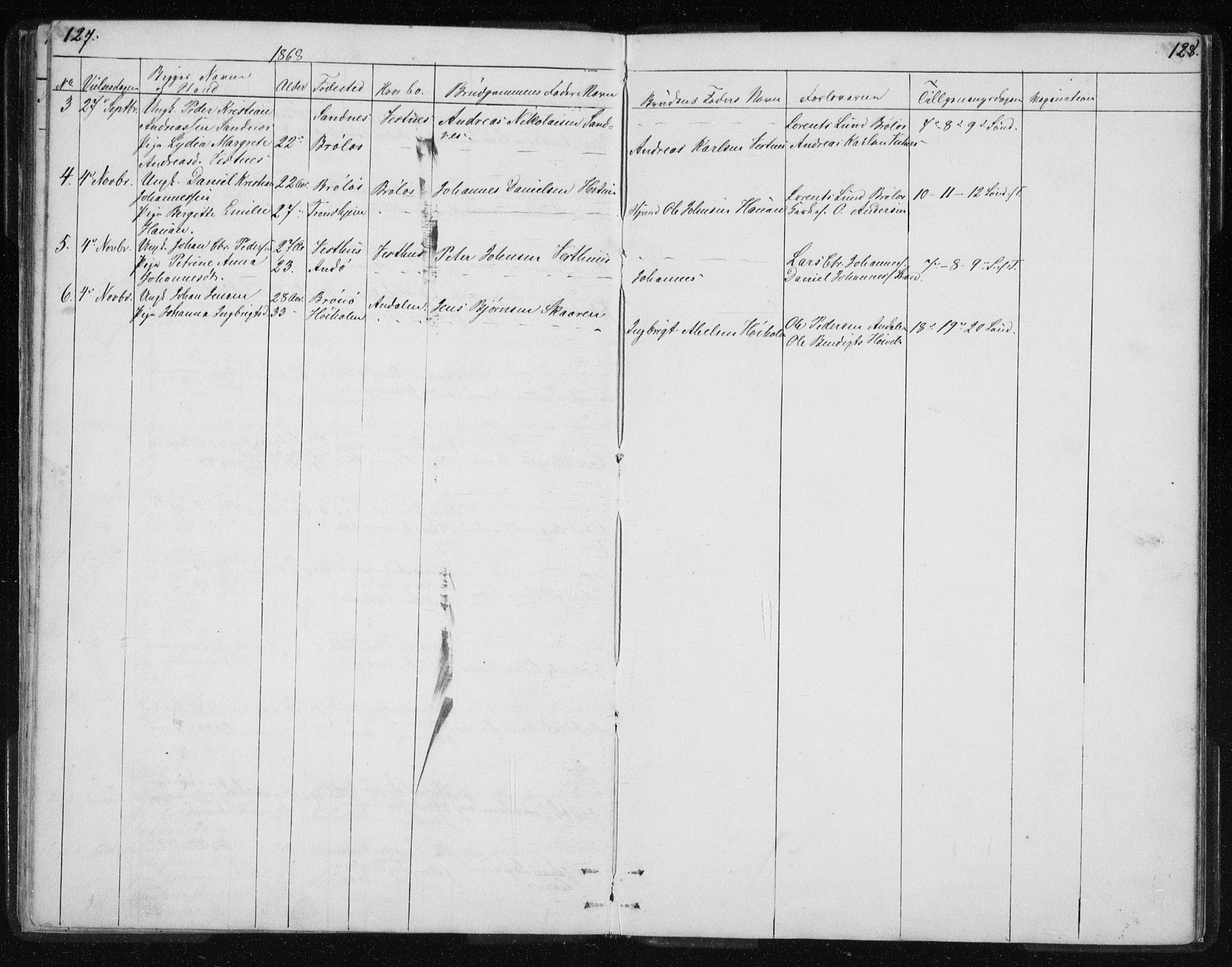 Ministerialprotokoller, klokkerbøker og fødselsregistre - Nordland, SAT/A-1459/819/L0275: Parish register (copy) no. 819C01, 1841-1868, p. 127-128