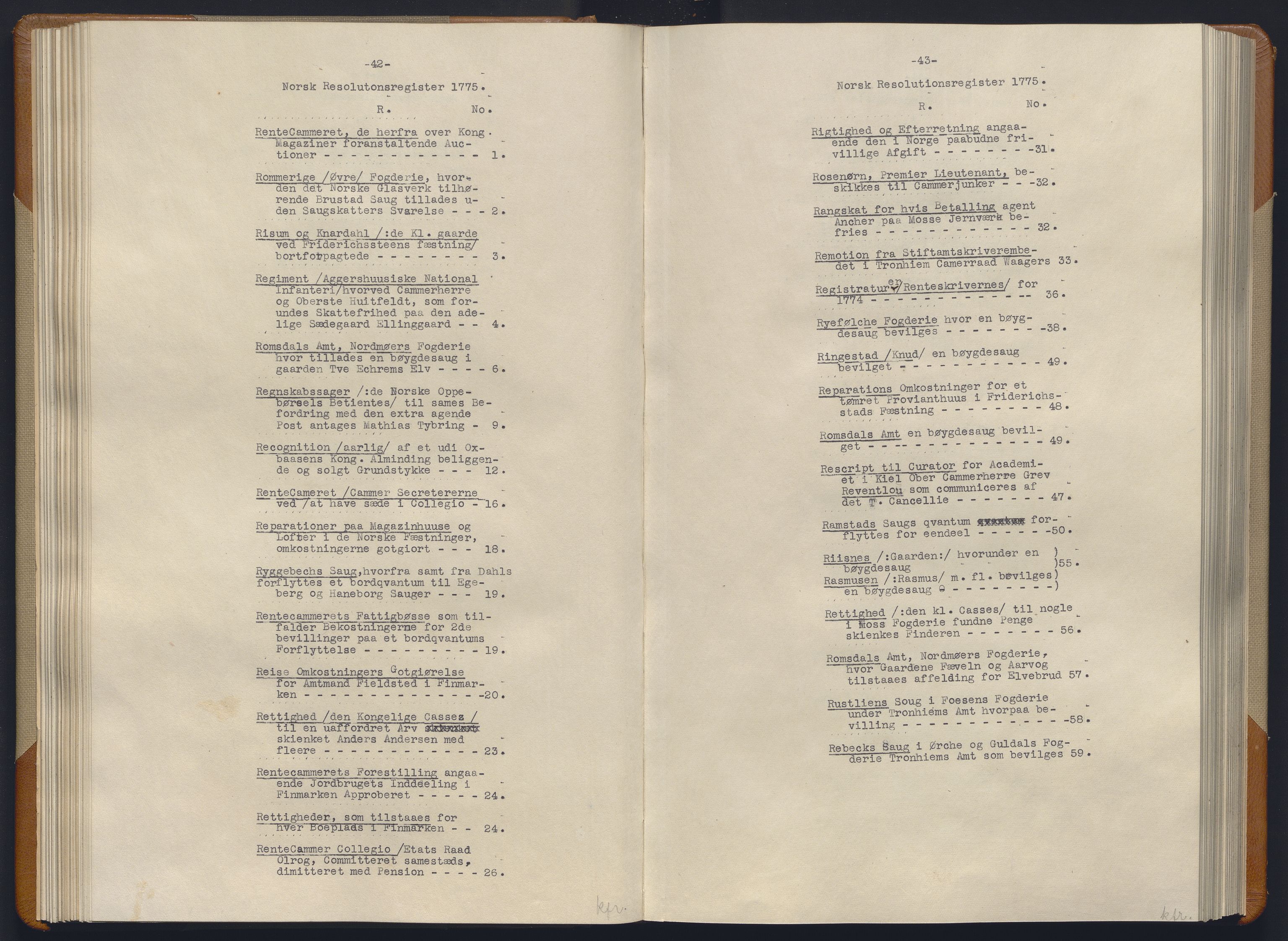 Avskriftsamlingen, AV/RA-EA-4022/F/Fb/L0123: Registratur over norske Relasjons- og  resolusjonsprotokoller, 1773-1780, p. 70