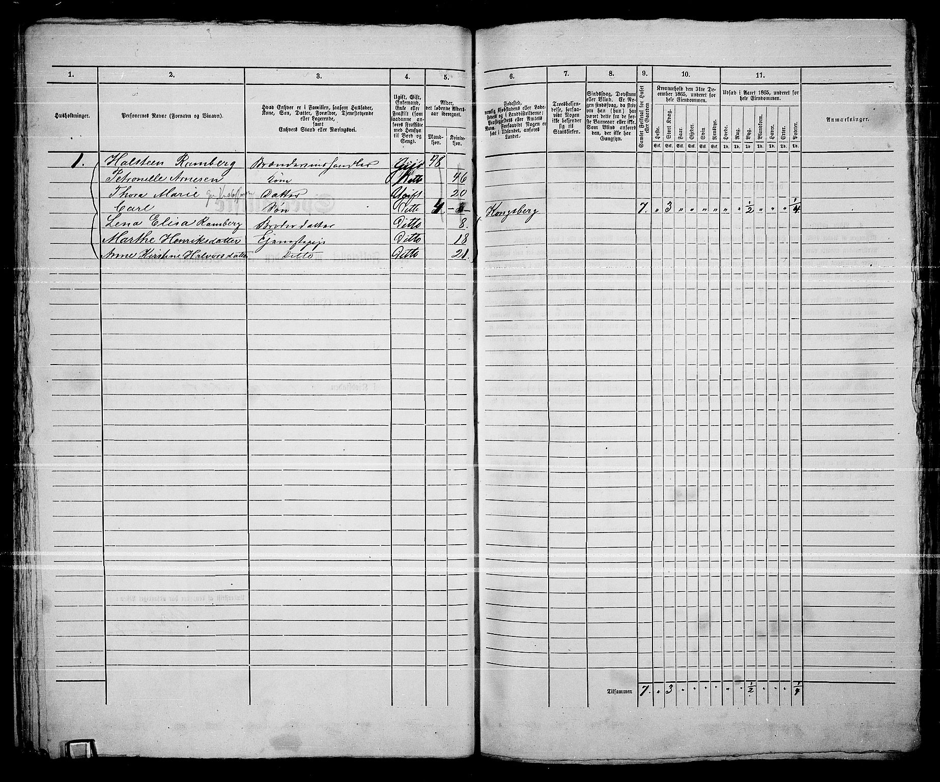 RA, 1865 census for Kongsberg/Kongsberg, 1865, p. 44