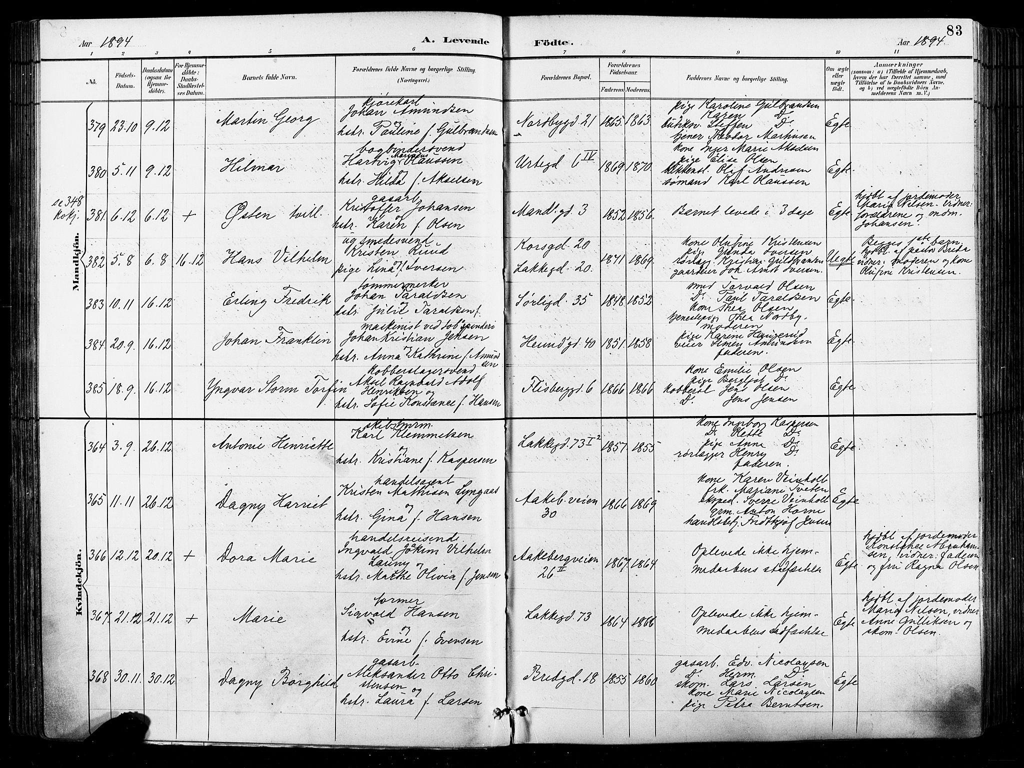 Grønland prestekontor Kirkebøker, SAO/A-10848/F/Fa/L0012: Parish register (official) no. 12, 1893-1900, p. 83