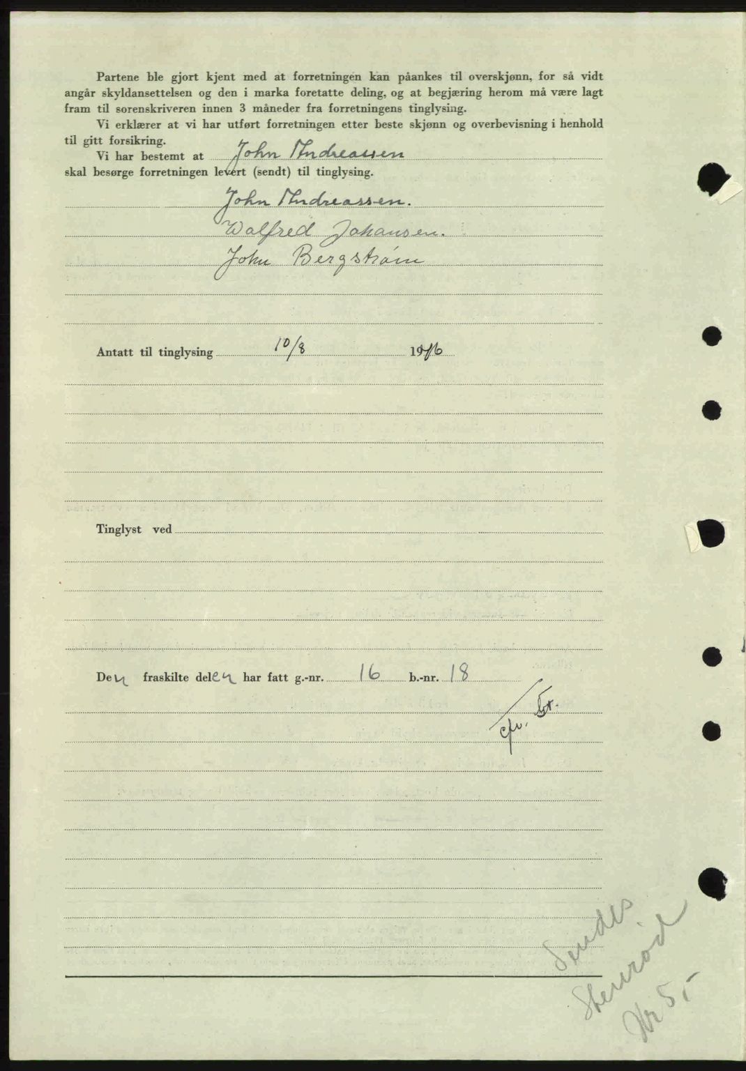 Idd og Marker sorenskriveri, AV/SAO-A-10283/G/Gb/Gbb/L0008: Mortgage book no. A8, 1946-1946, Diary no: : 996/1946