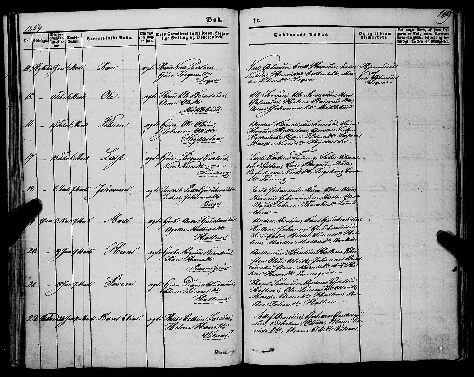 Askvoll sokneprestembete, AV/SAB-A-79501/H/Haa/Haaa/L0011/0001: Parish register (official) no. A 11 I, 1845-1864, p. 169