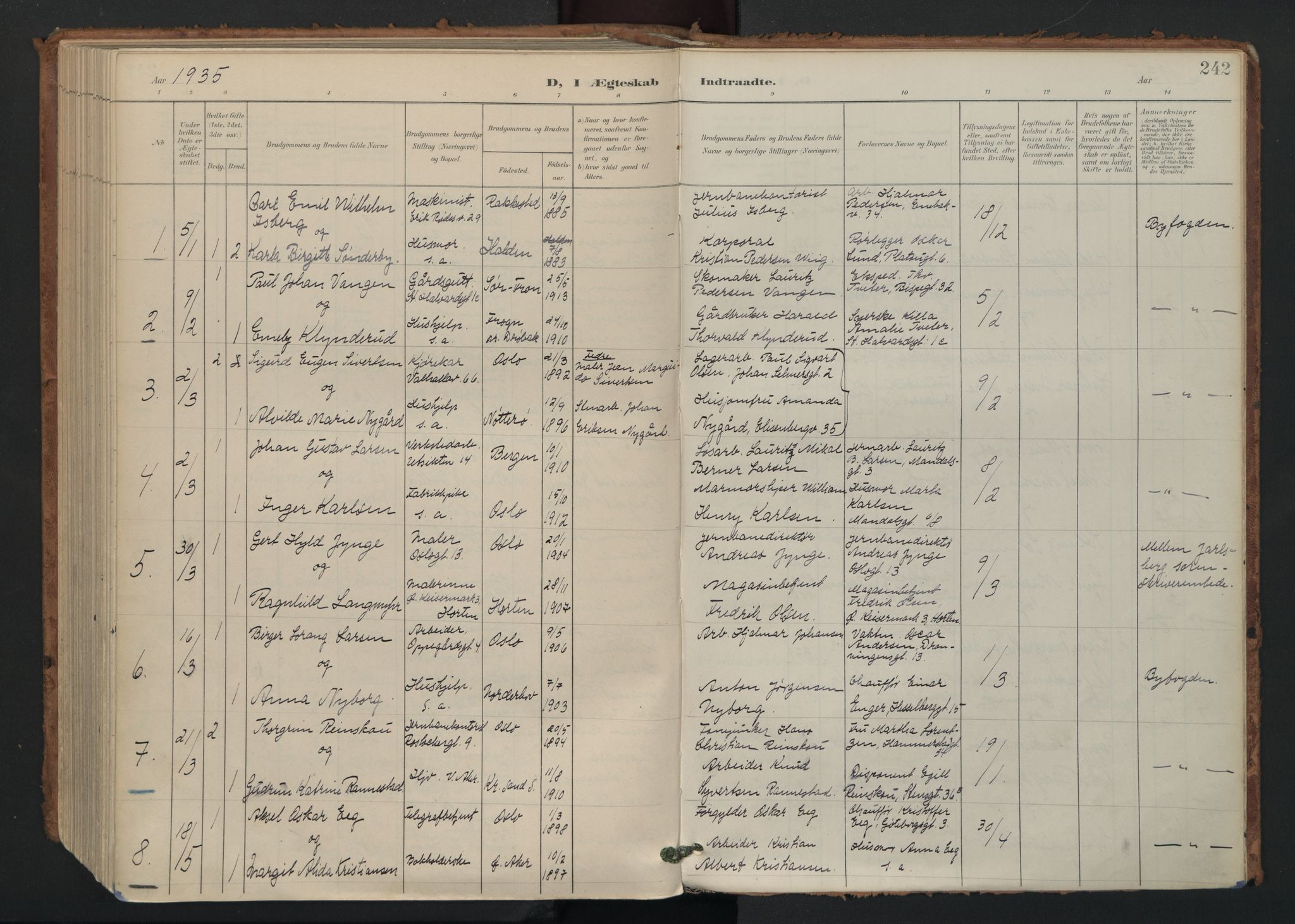 Gamlebyen prestekontor Kirkebøker, SAO/A-10884/F/Fa/L0011: Parish register (official) no. 11, 1901-1939, p. 242