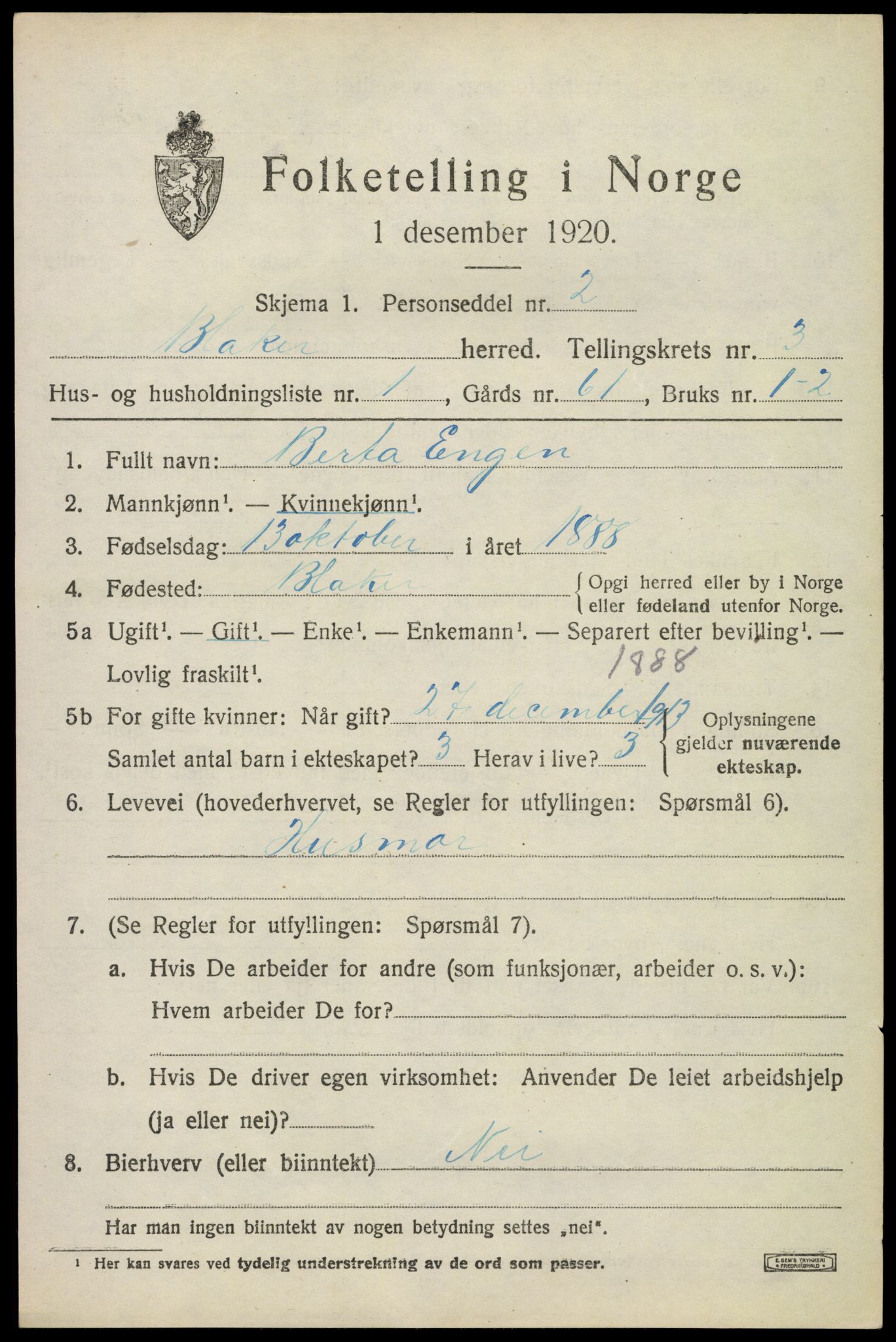 SAO, 1920 census for Blaker, 1920, p. 2239