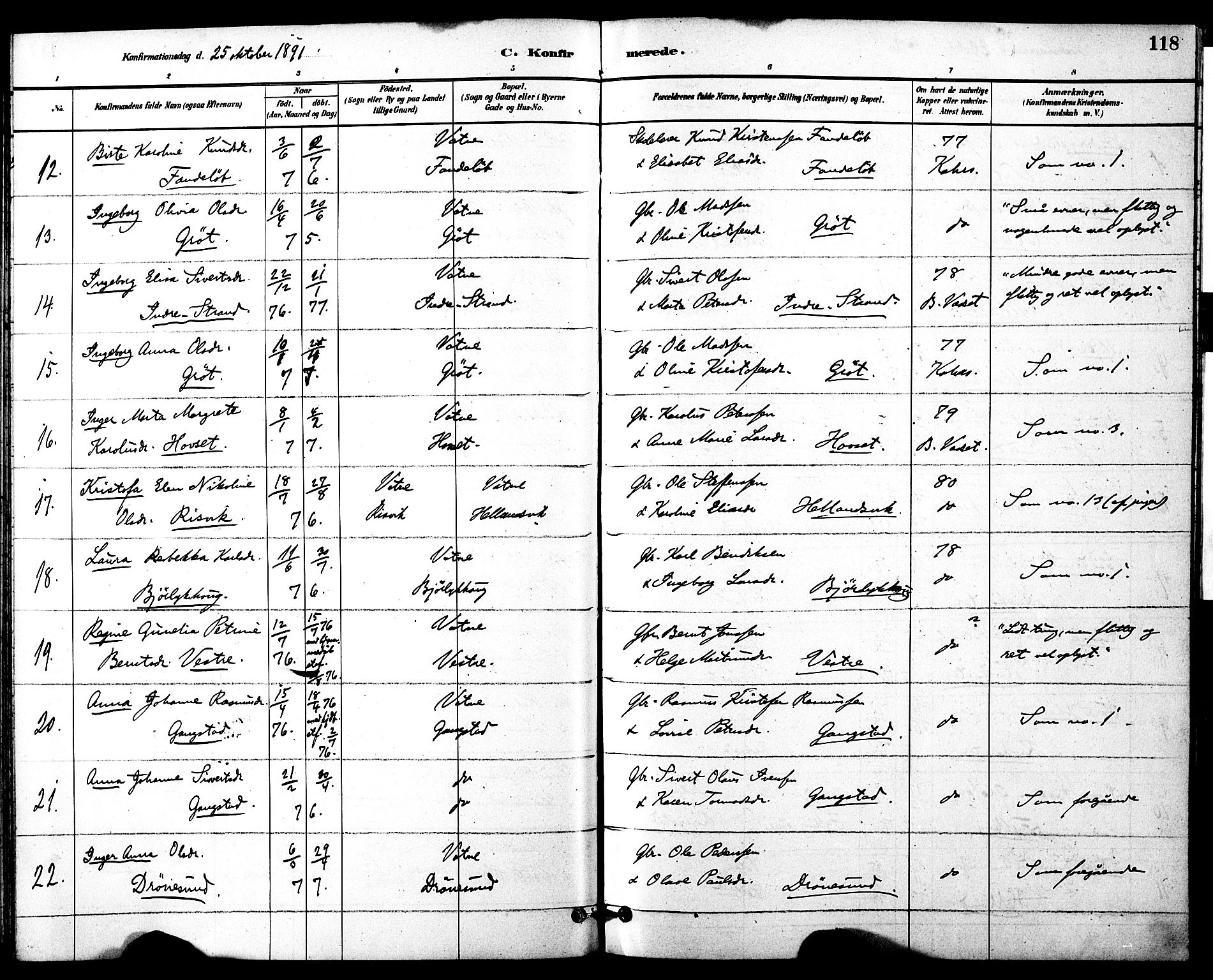 Ministerialprotokoller, klokkerbøker og fødselsregistre - Møre og Romsdal, SAT/A-1454/525/L0374: Parish register (official) no. 525A04, 1880-1899, p. 118