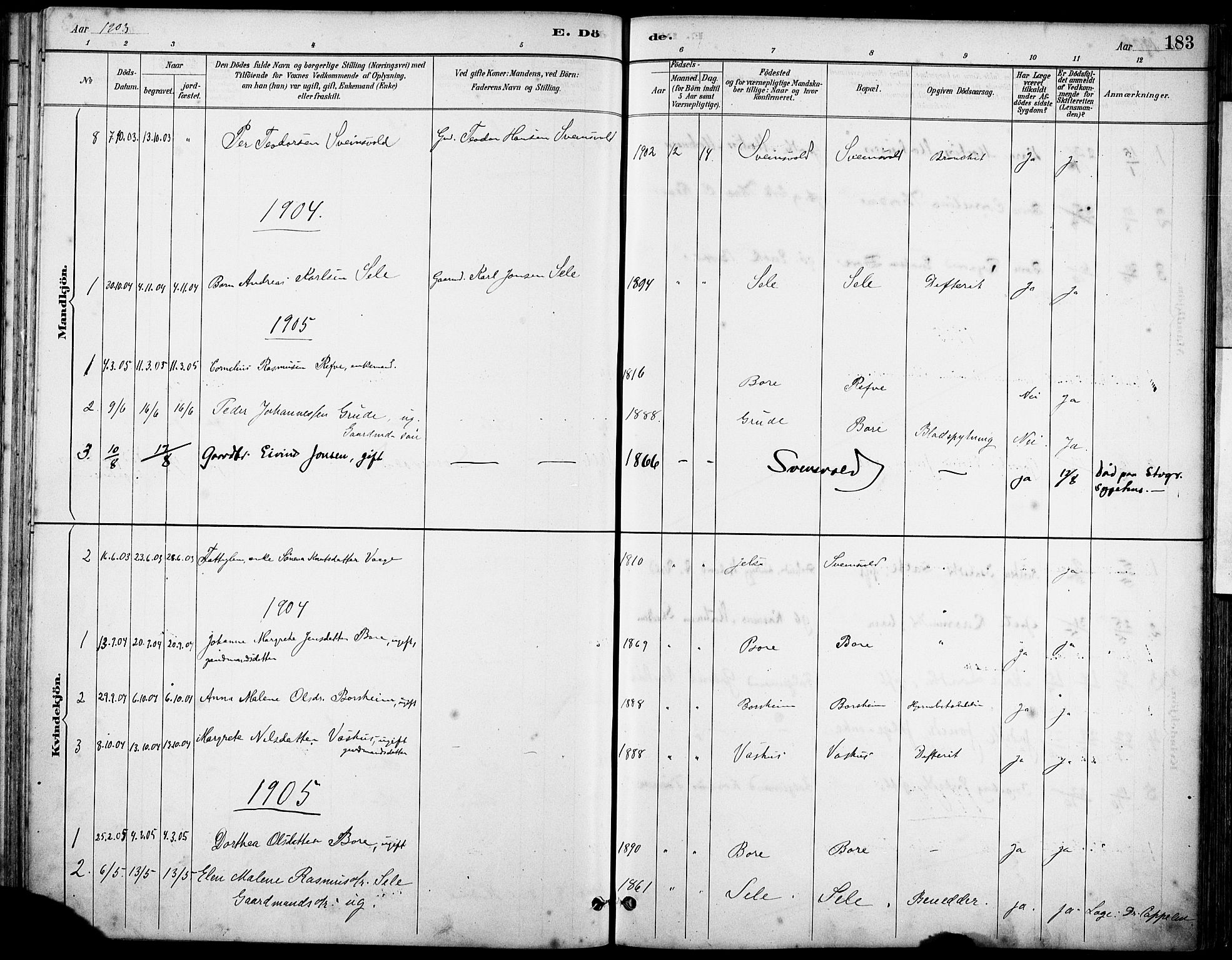 Klepp sokneprestkontor, SAST/A-101803/001/3/30BA/L0008: Parish register (official) no. A 9, 1886-1919, p. 183