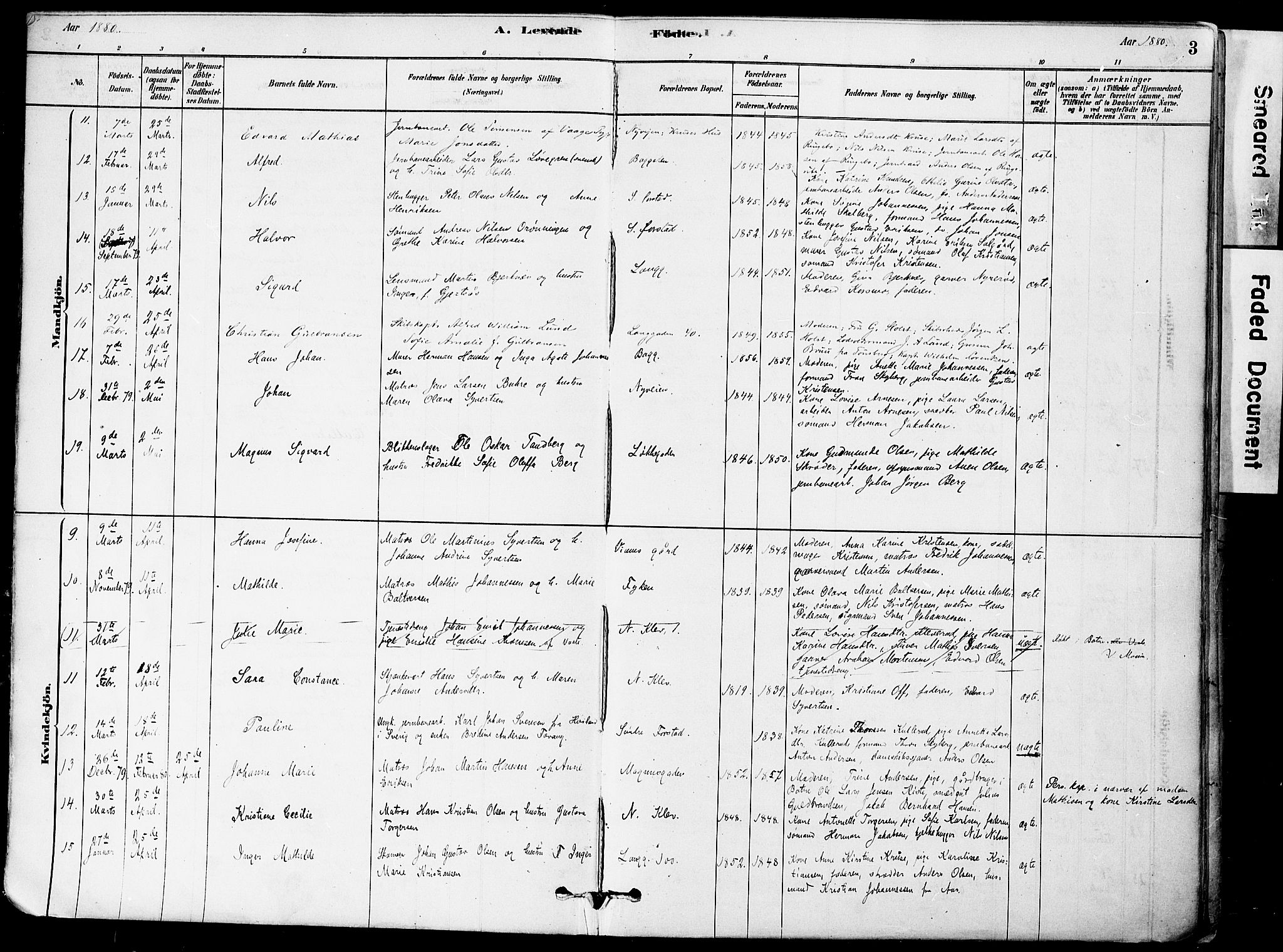 Holmestrand kirkebøker, AV/SAKO-A-346/F/Fa/L0004: Parish register (official) no. 4, 1880-1901, p. 3