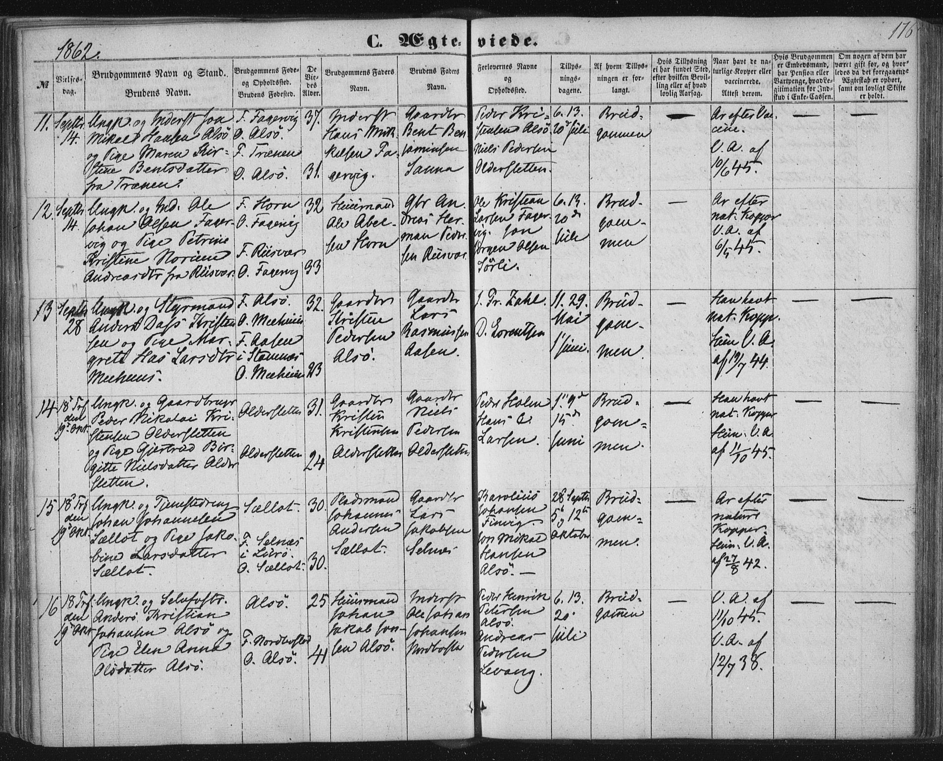 Ministerialprotokoller, klokkerbøker og fødselsregistre - Nordland, AV/SAT-A-1459/838/L0550: Parish register (official) no. 838A08, 1855-1865, p. 176