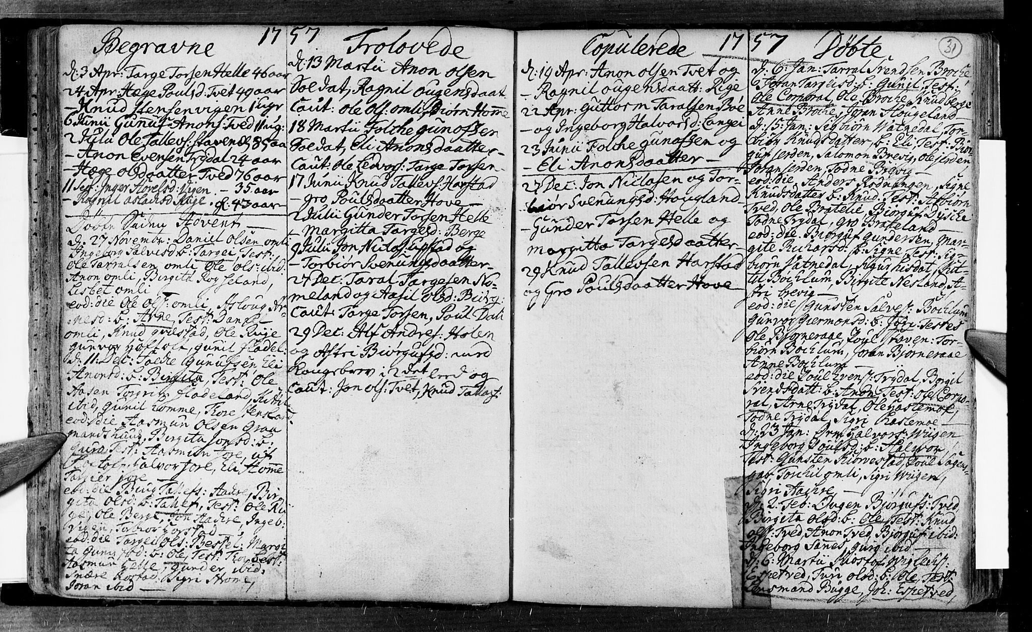 Valle sokneprestkontor, AV/SAK-1111-0044/F/Fa/Fac/L0002: Parish register (official) no. A 2, 1745-1776, p. 31