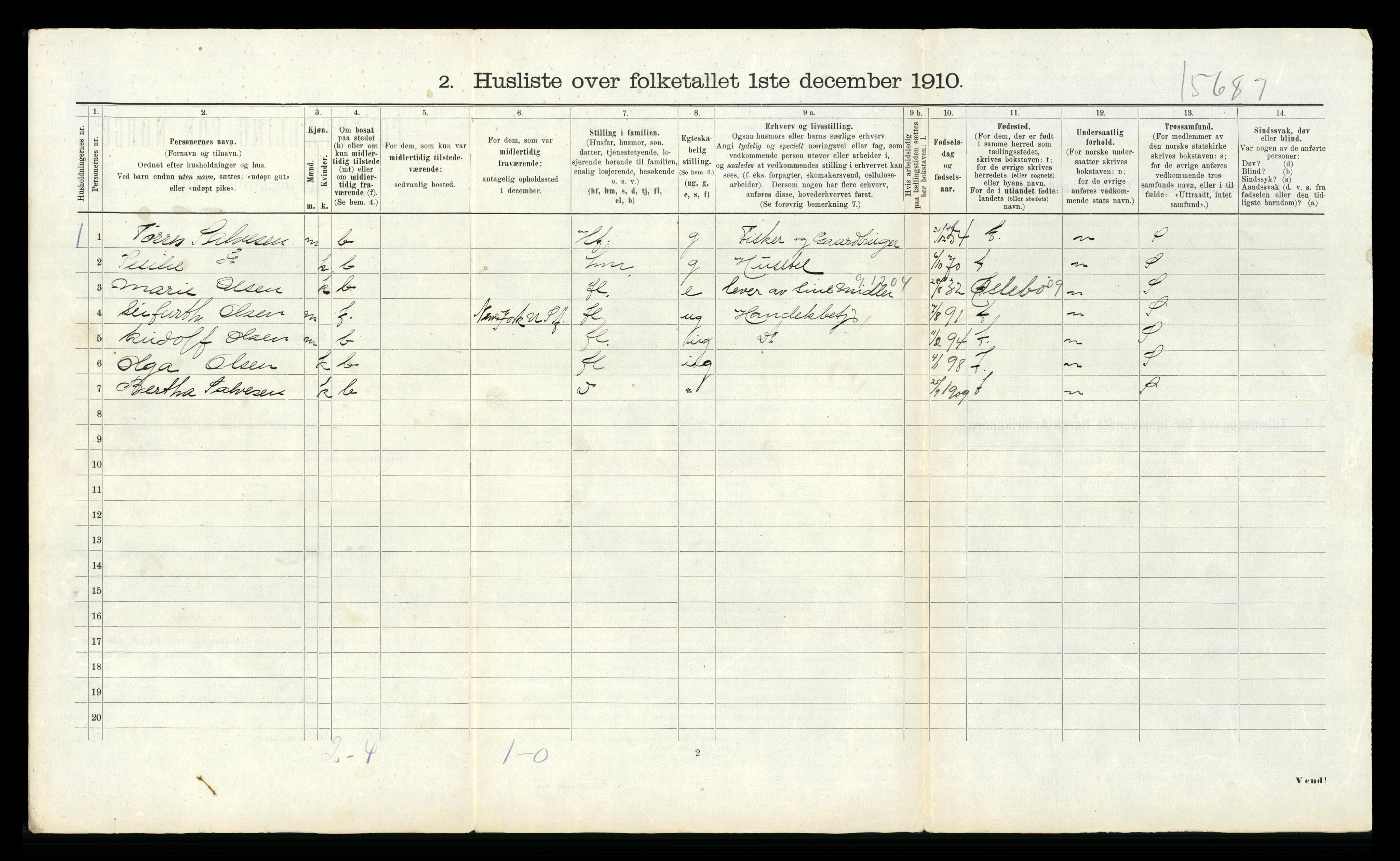 RA, 1910 census for Halse og Harkmark, 1910, p. 223