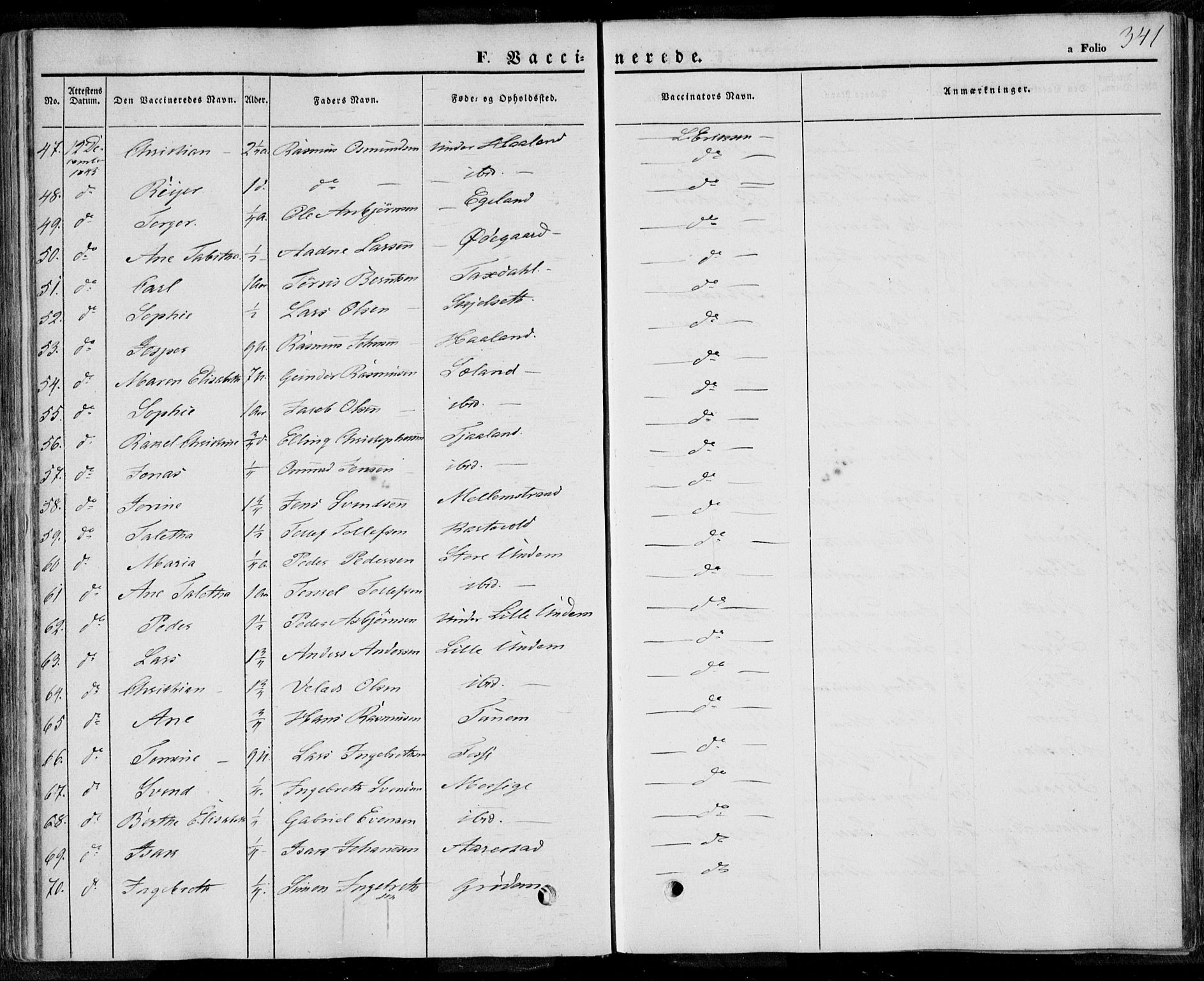 Lye sokneprestkontor, SAST/A-101794/001/30BA/L0006: Parish register (official) no. A 5.2, 1842-1855, p. 341