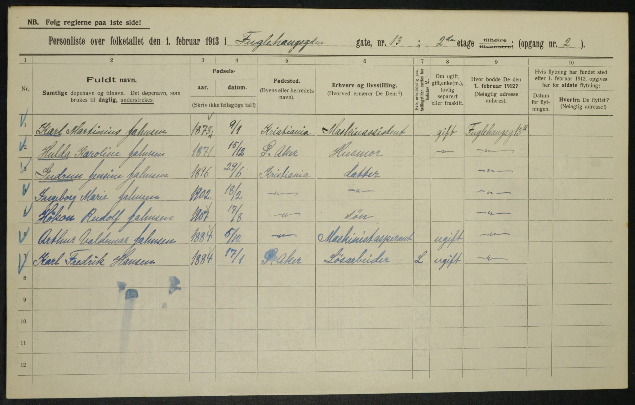 OBA, Municipal Census 1913 for Kristiania, 1913, p. 28603