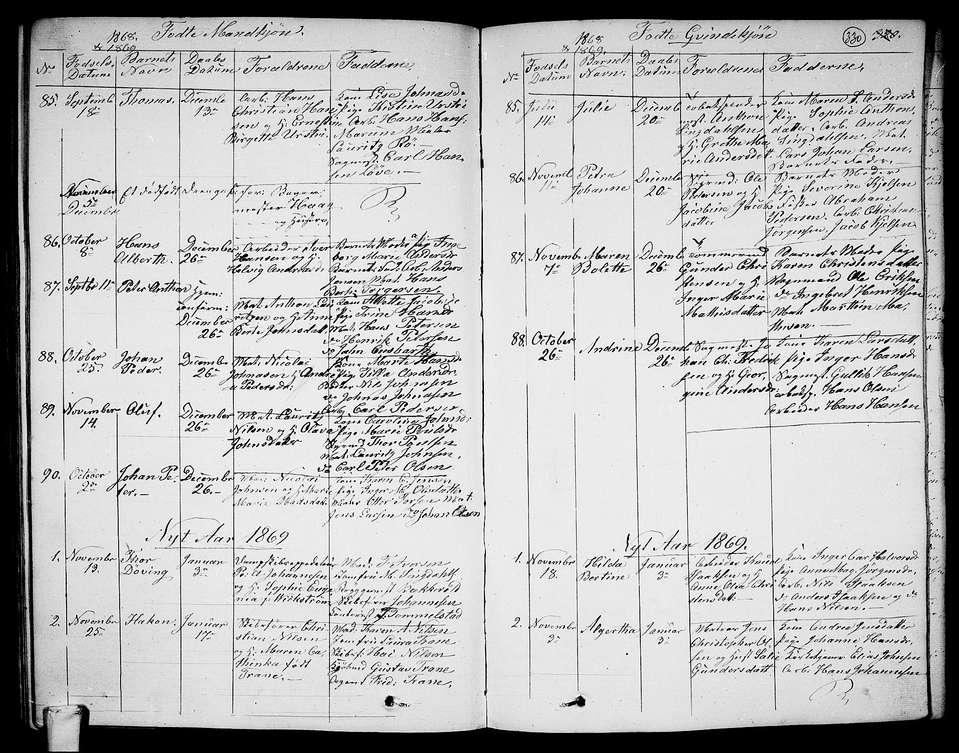 Larvik kirkebøker, SAKO/A-352/G/Ga/L0003a: Parish register (copy) no. I 3A, 1830-1870, p. 330