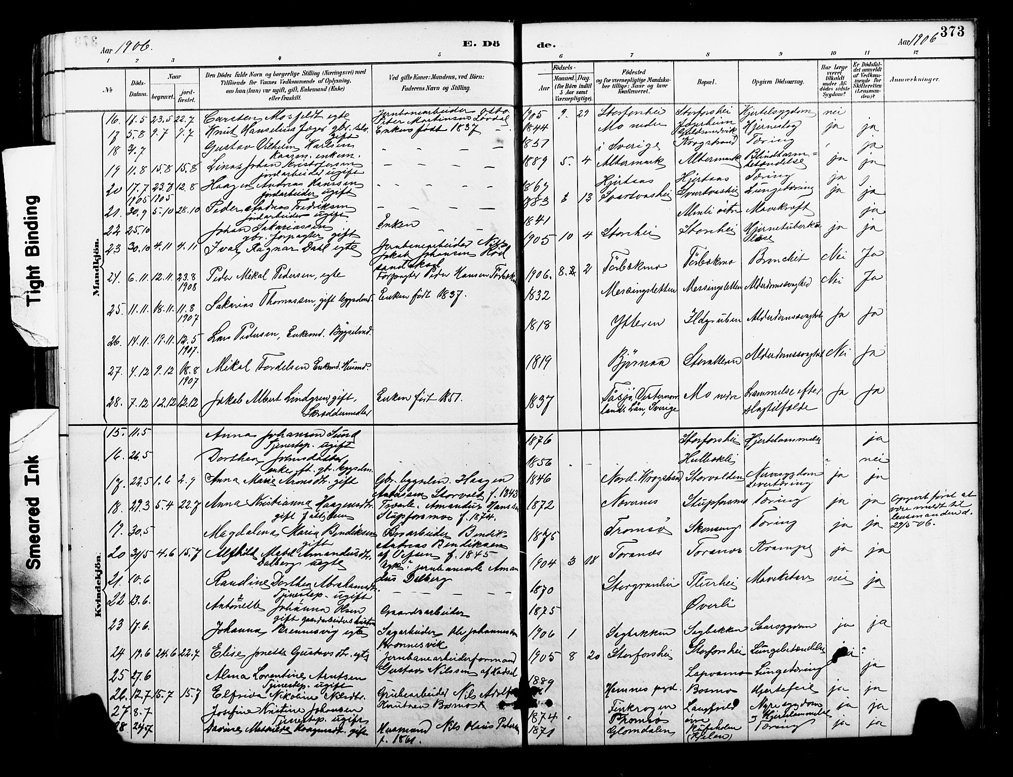 Ministerialprotokoller, klokkerbøker og fødselsregistre - Nordland, AV/SAT-A-1459/827/L0421: Parish register (copy) no. 827C10, 1887-1906, p. 373