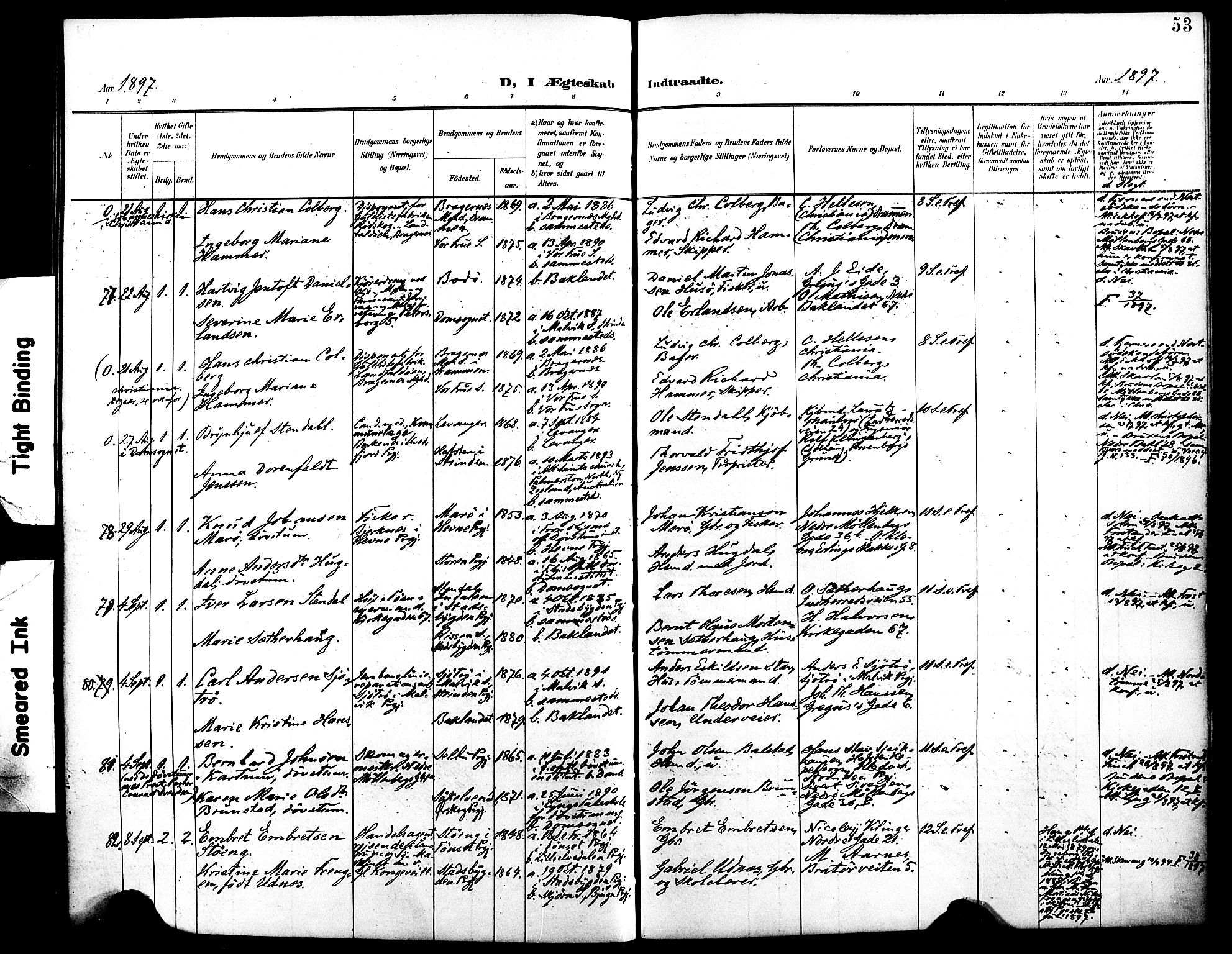 Ministerialprotokoller, klokkerbøker og fødselsregistre - Sør-Trøndelag, AV/SAT-A-1456/604/L0198: Parish register (official) no. 604A19, 1893-1900, p. 53