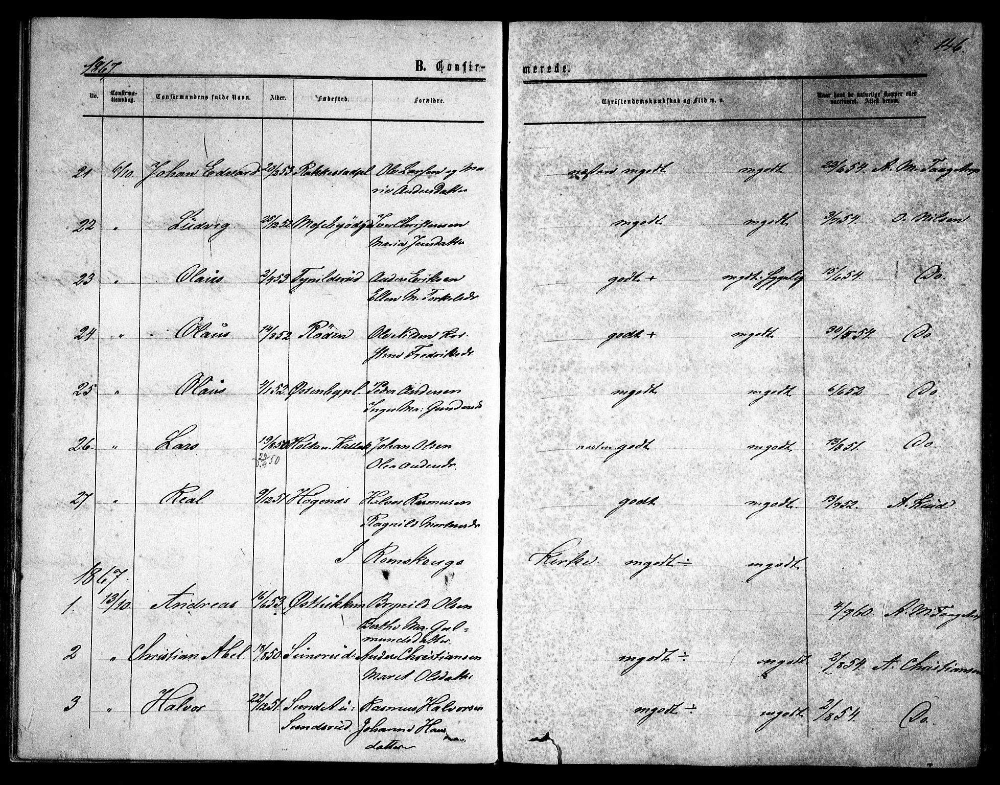 Rødenes prestekontor Kirkebøker, AV/SAO-A-2005/F/Fa/L0007: Parish register (official) no. I 7, 1860-1869, p. 146