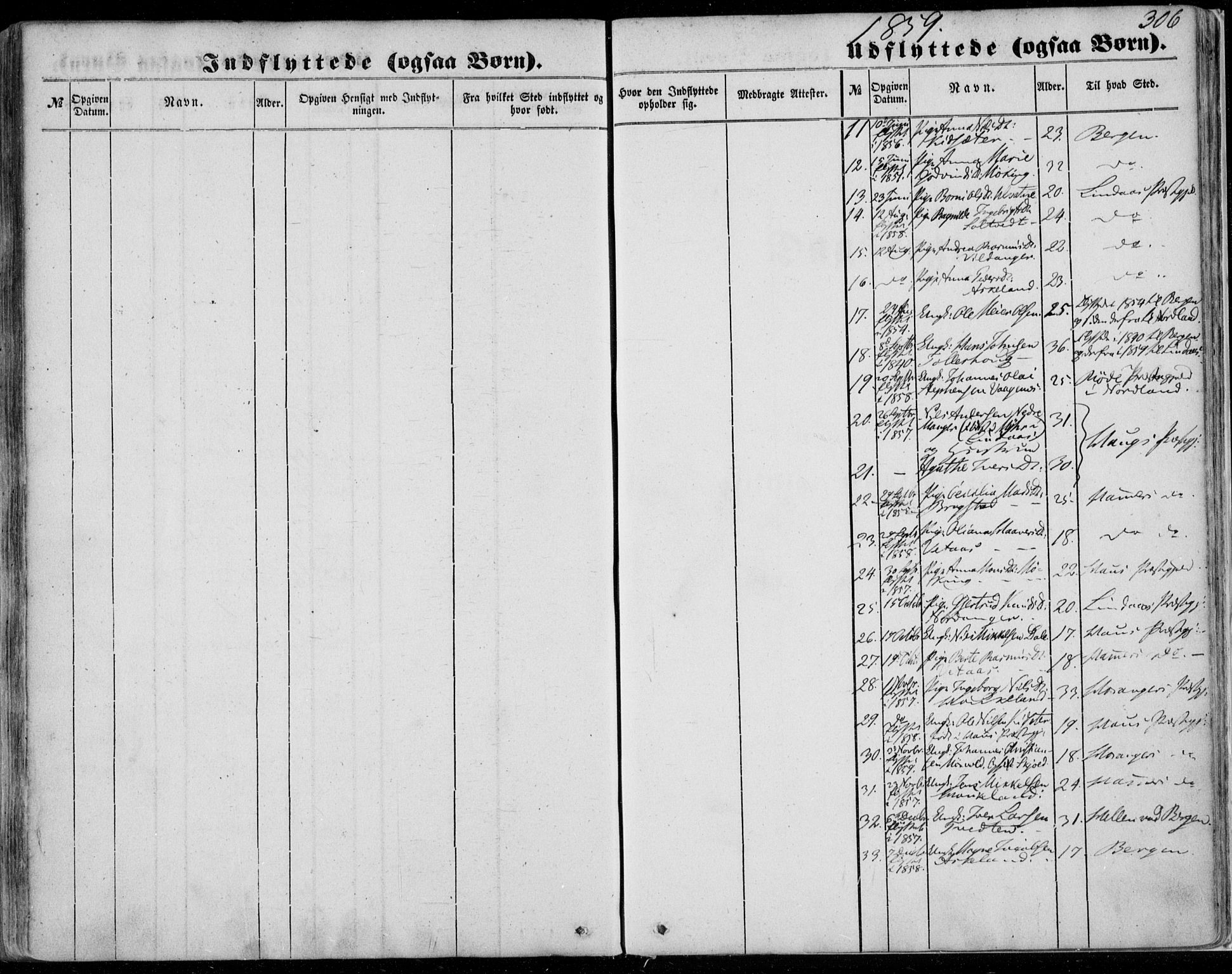 Manger sokneprestembete, SAB/A-76801/H/Haa: Parish register (official) no. A 6, 1849-1859, p. 306