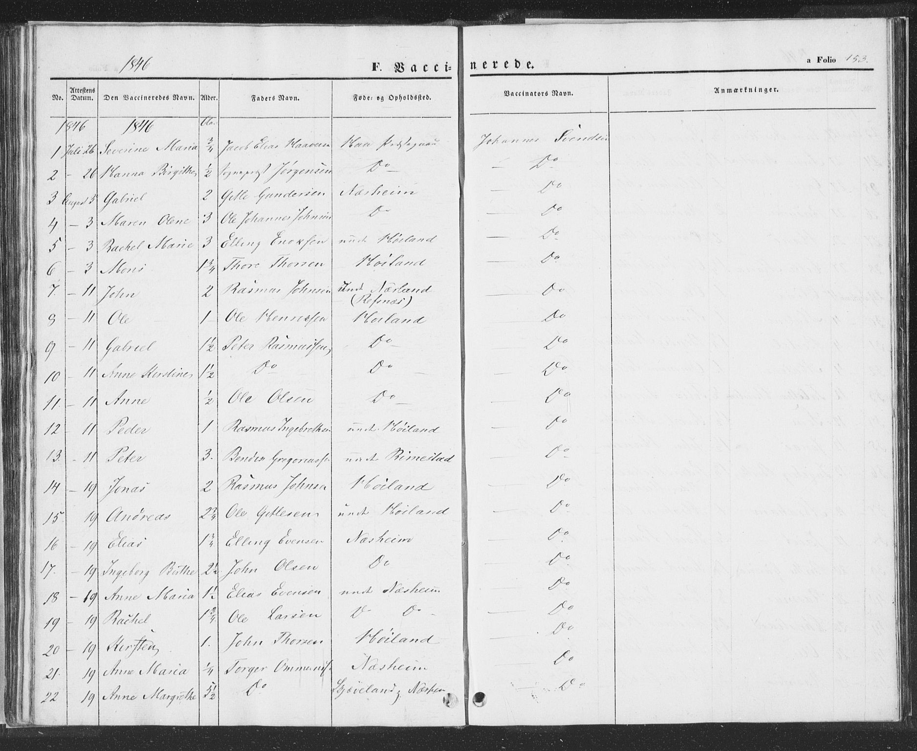 Hå sokneprestkontor, SAST/A-101801/001/30BA/L0006: Parish register (official) no. A 5, 1842-1853, p. 153