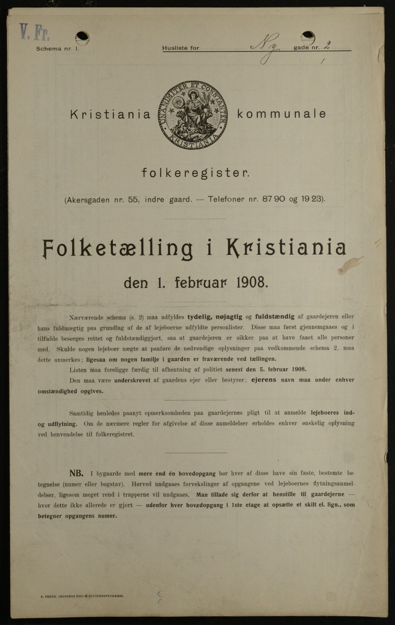 OBA, Municipal Census 1908 for Kristiania, 1908, p. 66448