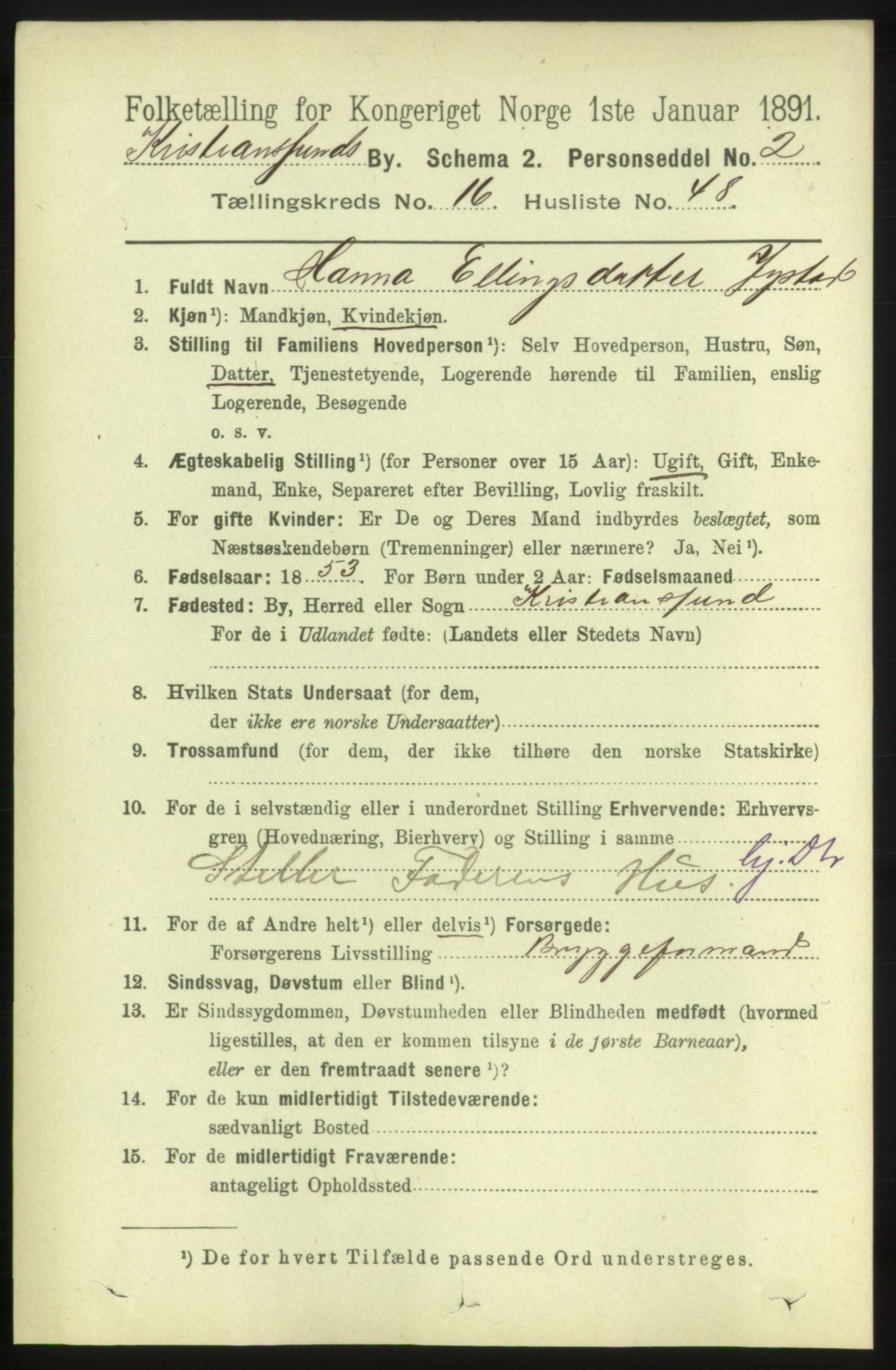 RA, 1891 census for 1503 Kristiansund, 1891, p. 11643